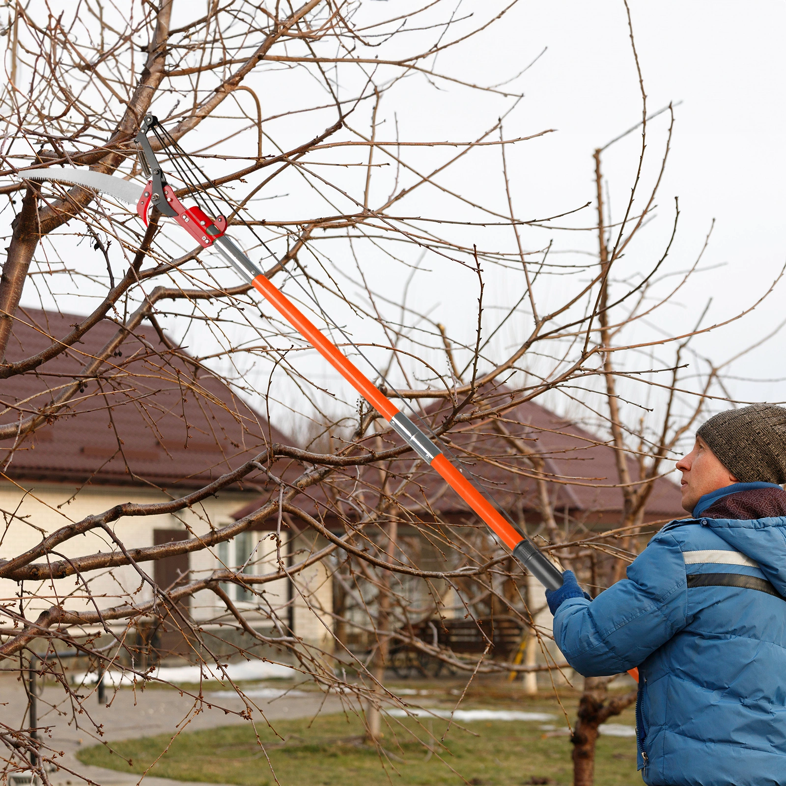 26ft Manual Pole Saw, Lightweight Tree Trimmers Long Handle Pruner Set, Sharp Steel Blade and Scissors Pole Saw for Trimming Palm, Pear Tree, Fir Tree, Other High Trees and Shrubs view 8