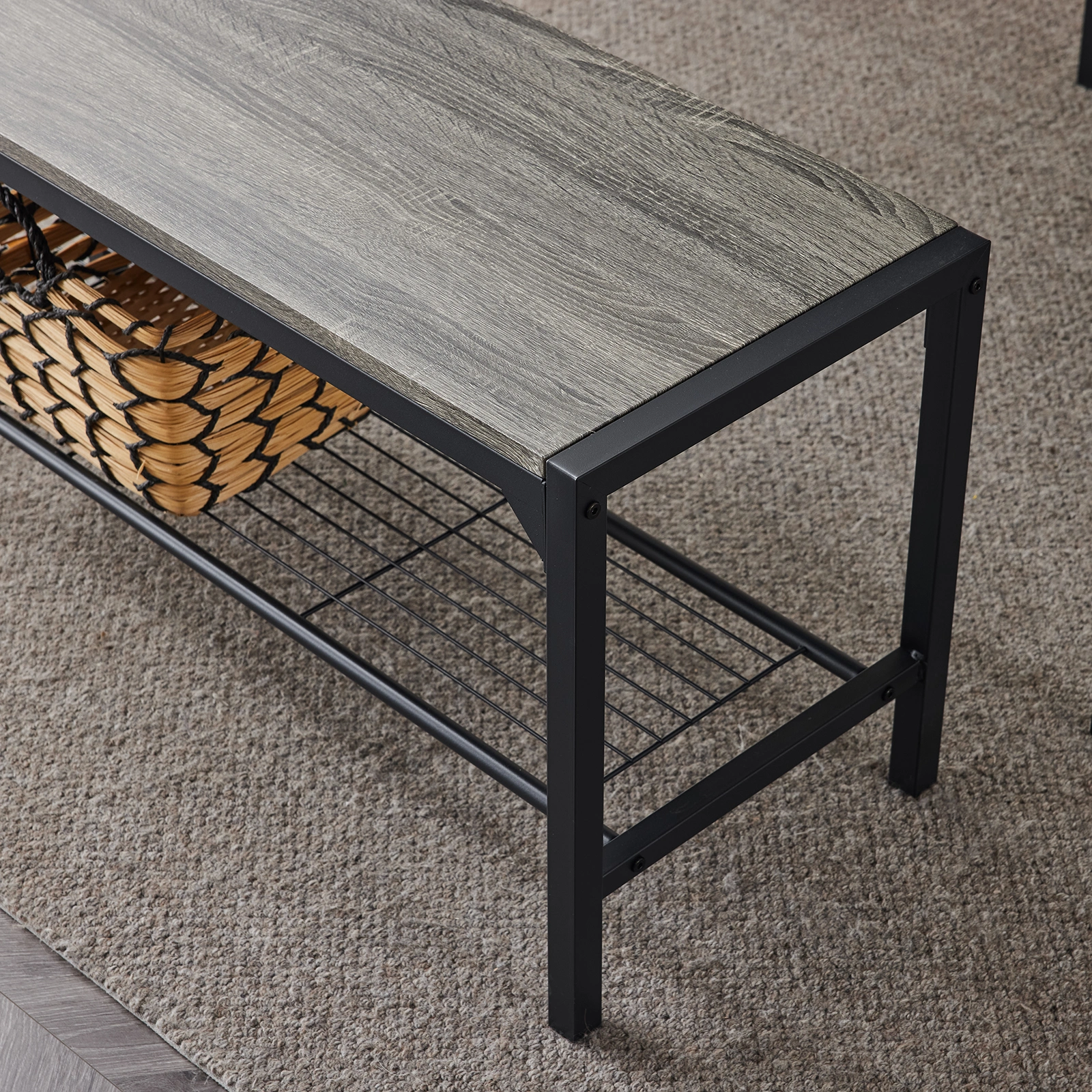 Dining Table Set for 4, Kitchen Table with 2 Chairs and a Bench, 4 Piece Kitchen Table Set for Small Space, Home Kitchen Bar Pub Apartment, Gray view 26