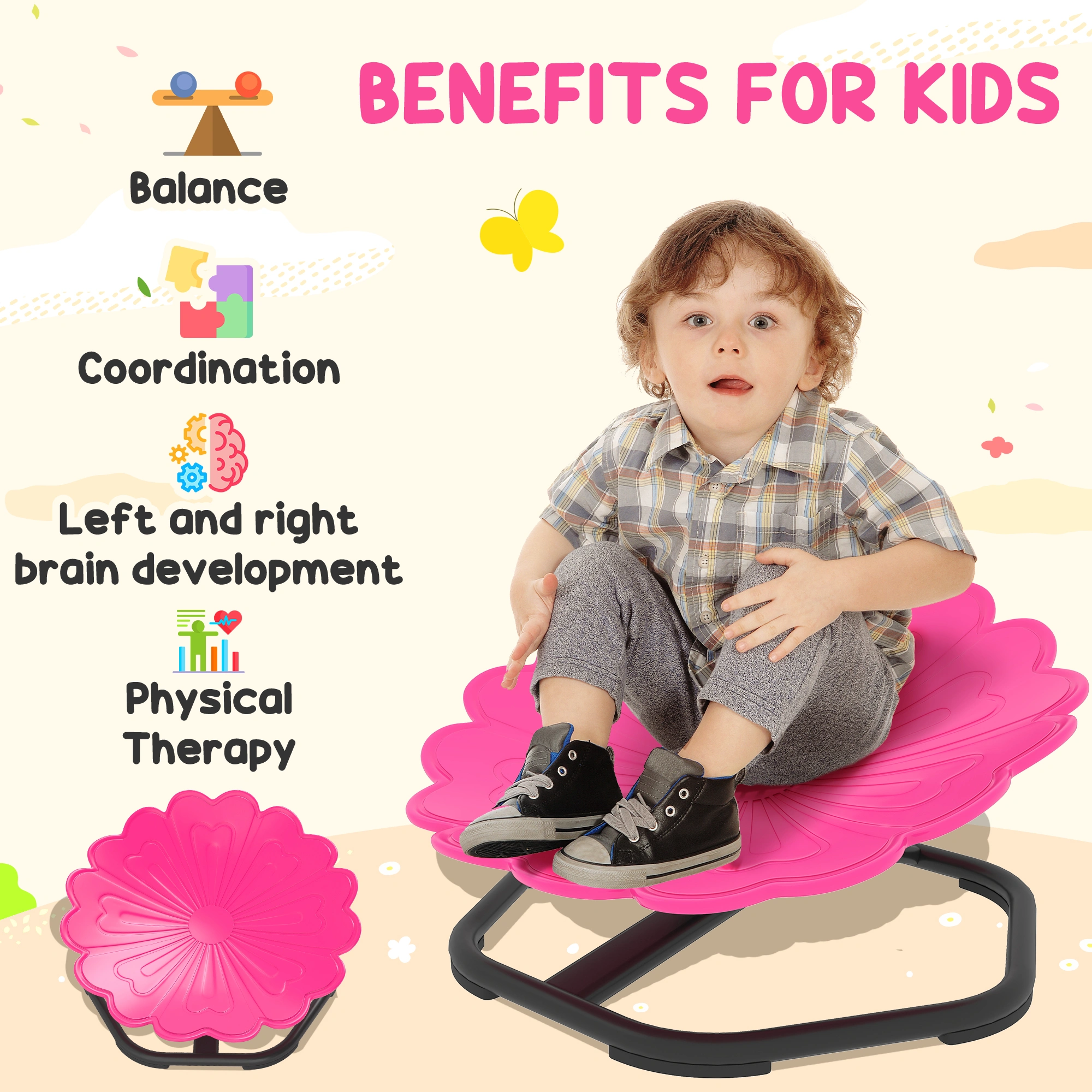 Sensory Spinning Chair - Indoor Outdoor Rotate Seat for Kids & Adults, Promotes Focus & Balance, Ergonomic Design for Therapy view 3