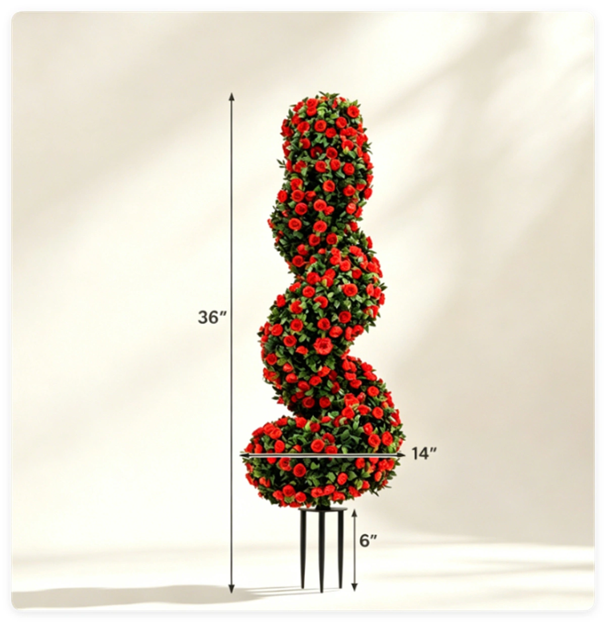 2 Pack Realistic Lifelike Faux Spiral Plant, All-Weather PE Artificial Flower Shrub for Indoor Outdoor Home Garden Decoration - Red view 3