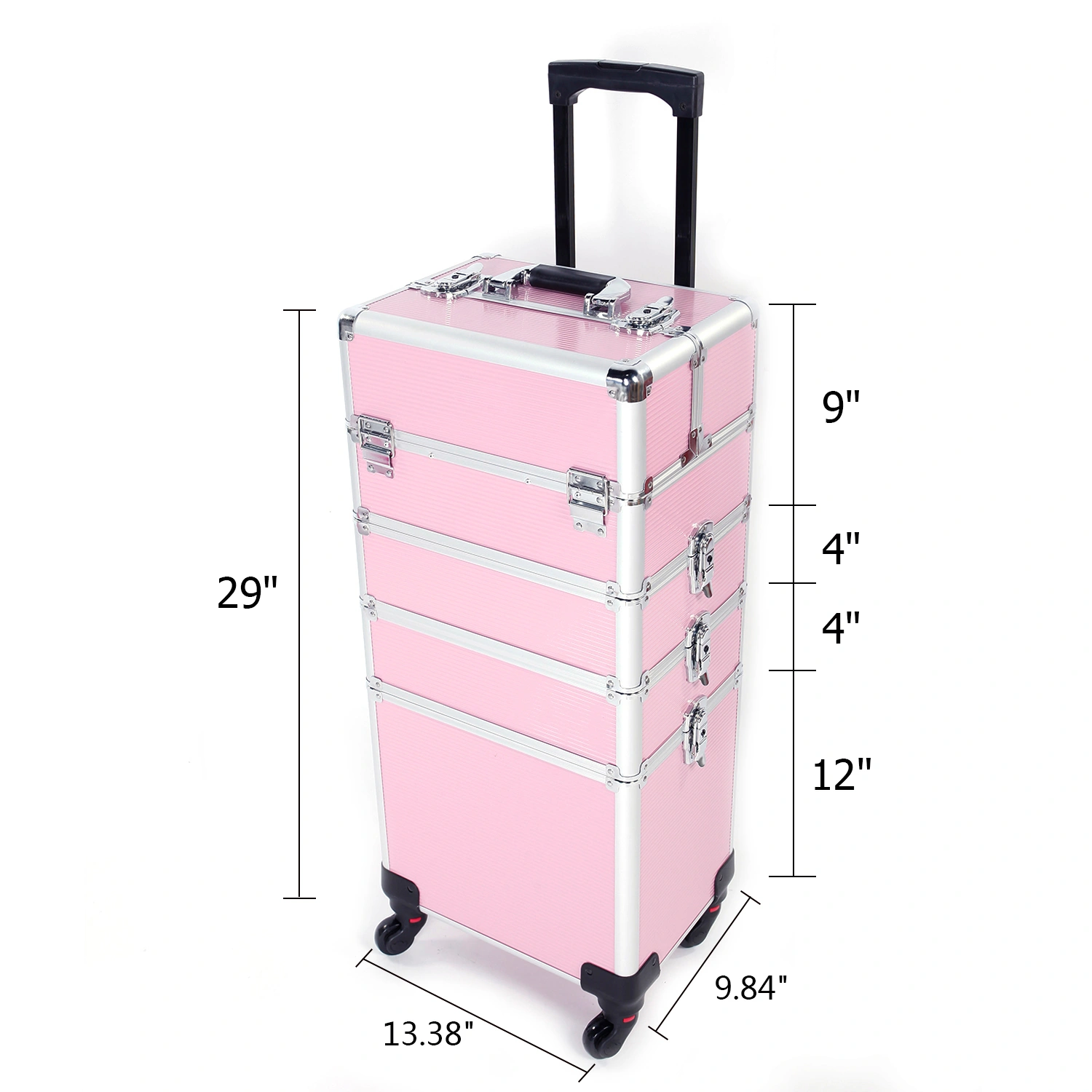 4 in 1 Aluminum Cosmetic Makeup Case Tattoo Box Pink view 13