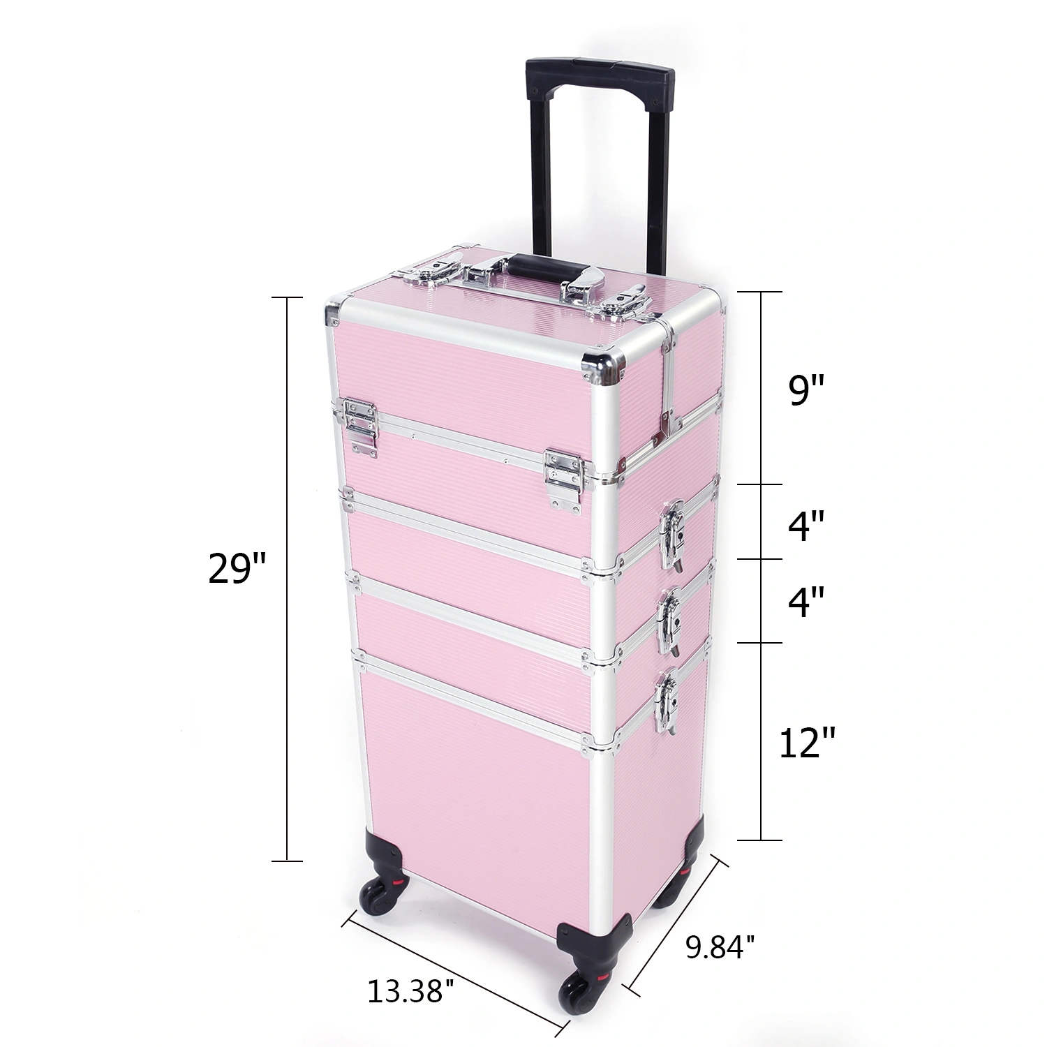 4 in 1 Aluminum Cosmetic Makeup Case Tattoo Box Pink view 18