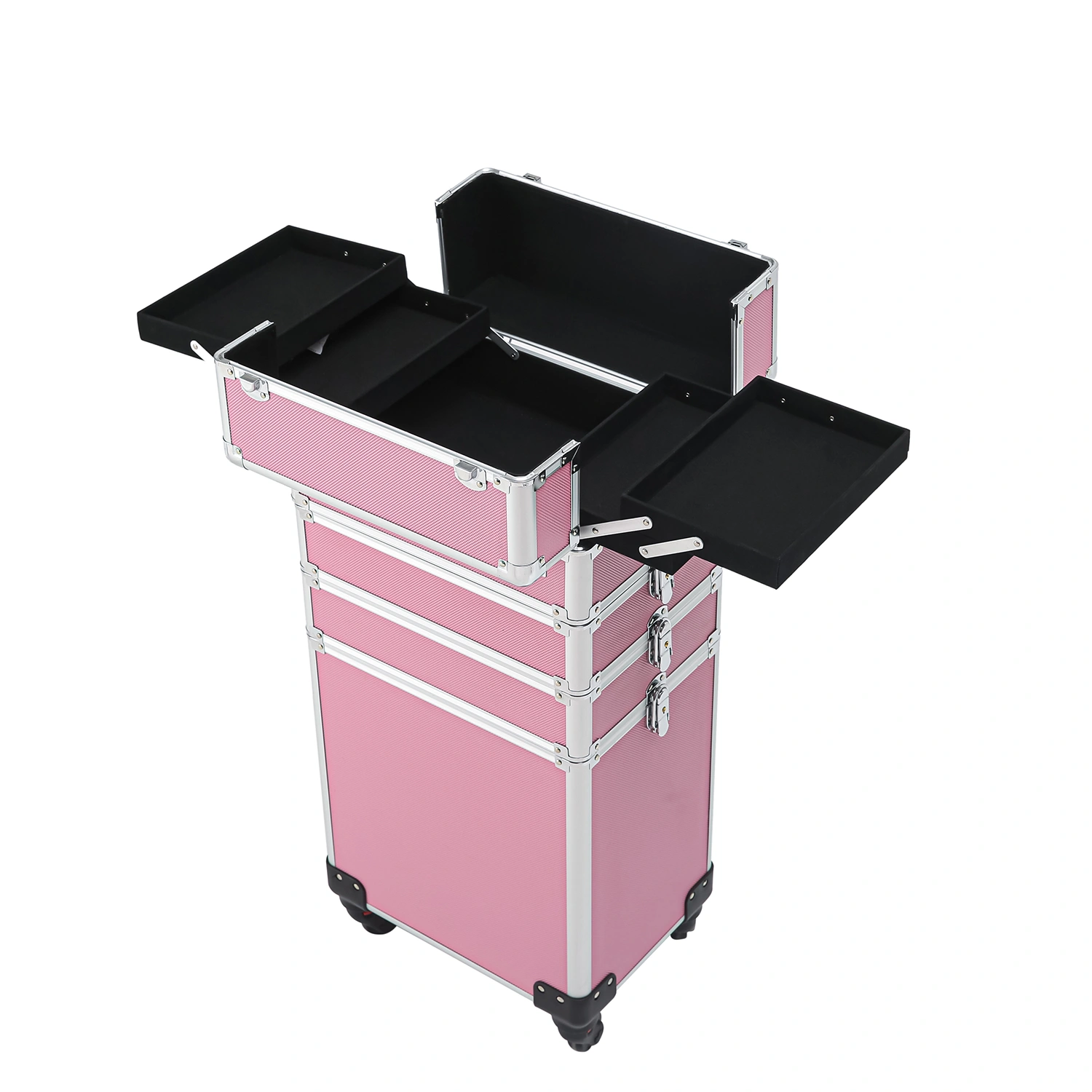 4 in 1 Aluminum Cosmetic Makeup Case Tattoo Box Pink view 22
