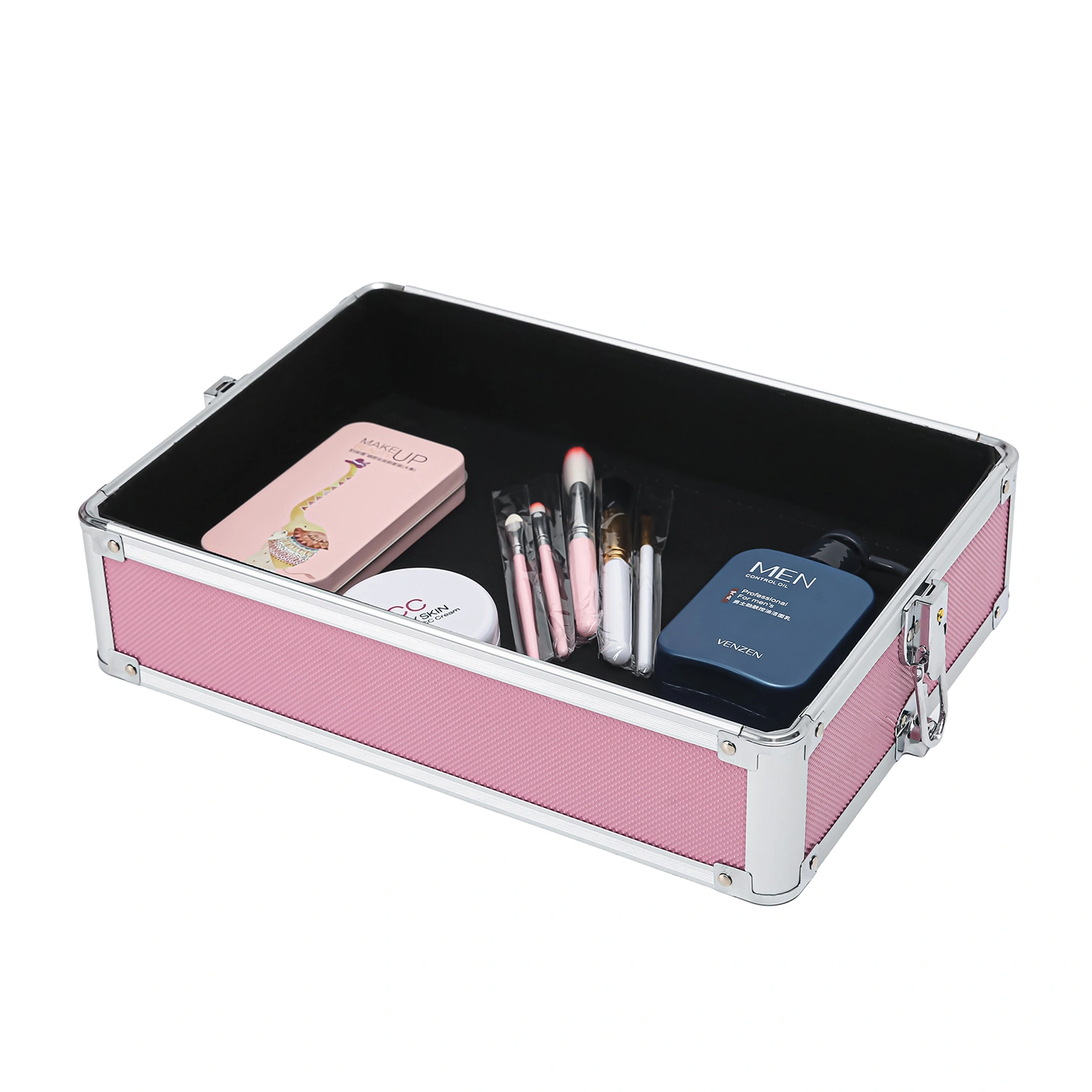 4 in 1 Aluminum Cosmetic Makeup Case Tattoo Box Pink view 27