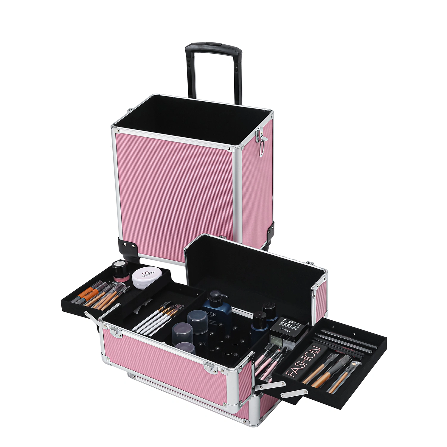 4 in 1 Aluminum Cosmetic Makeup Case Tattoo Box Pink view 29