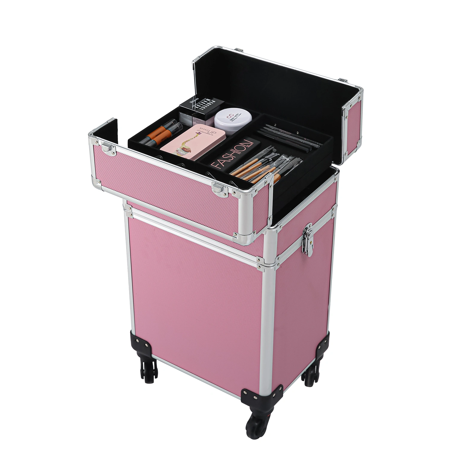 4 in 1 Aluminum Cosmetic Makeup Case Tattoo Box Pink view 32