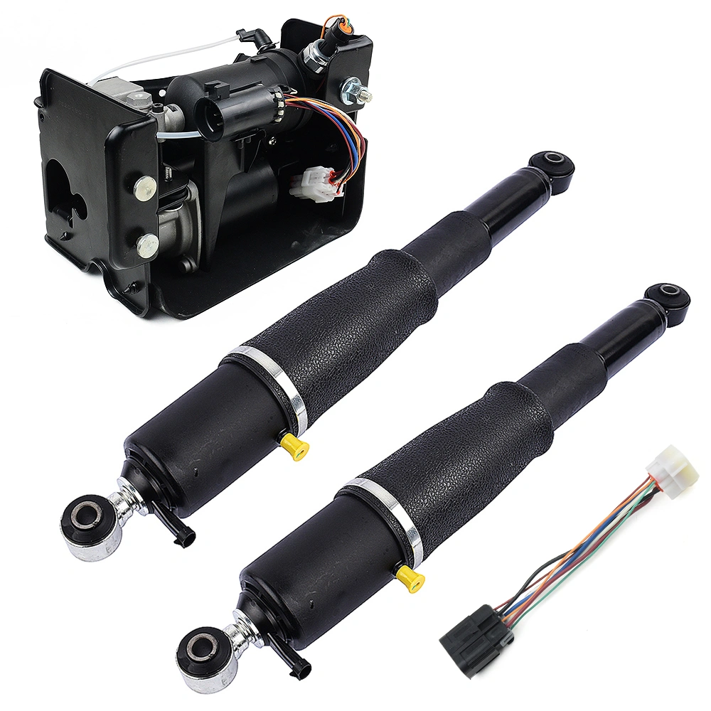 Pair Rear Air Suspension Shocks + Compressor Pump for Cadillac Escalade Chevrolet Avalanche Suburban 1500 Tahoe GMC Yukon 2001-2013 25979391 19300046 19299545 view 4