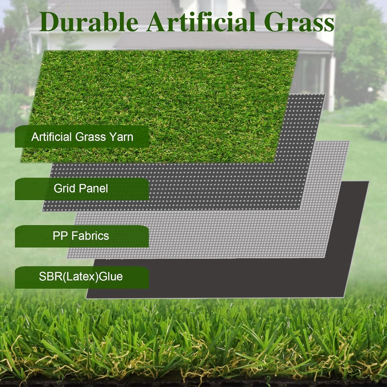 5x10FT Artificial Grass Turf 0.8" Indoor Outdoor Fake Grass with Drain Holes for Dog Pet Garden Patio Autumn Blend 4-Color view 8
