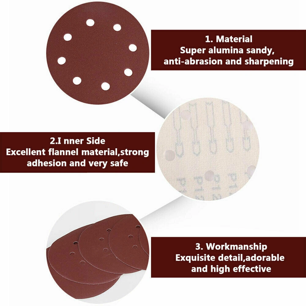 125Pcs 5 Inch 8-Hole Sanding Discs, 40/60/80/120/240 Grit for Orbital Sander Pad, UK view 4