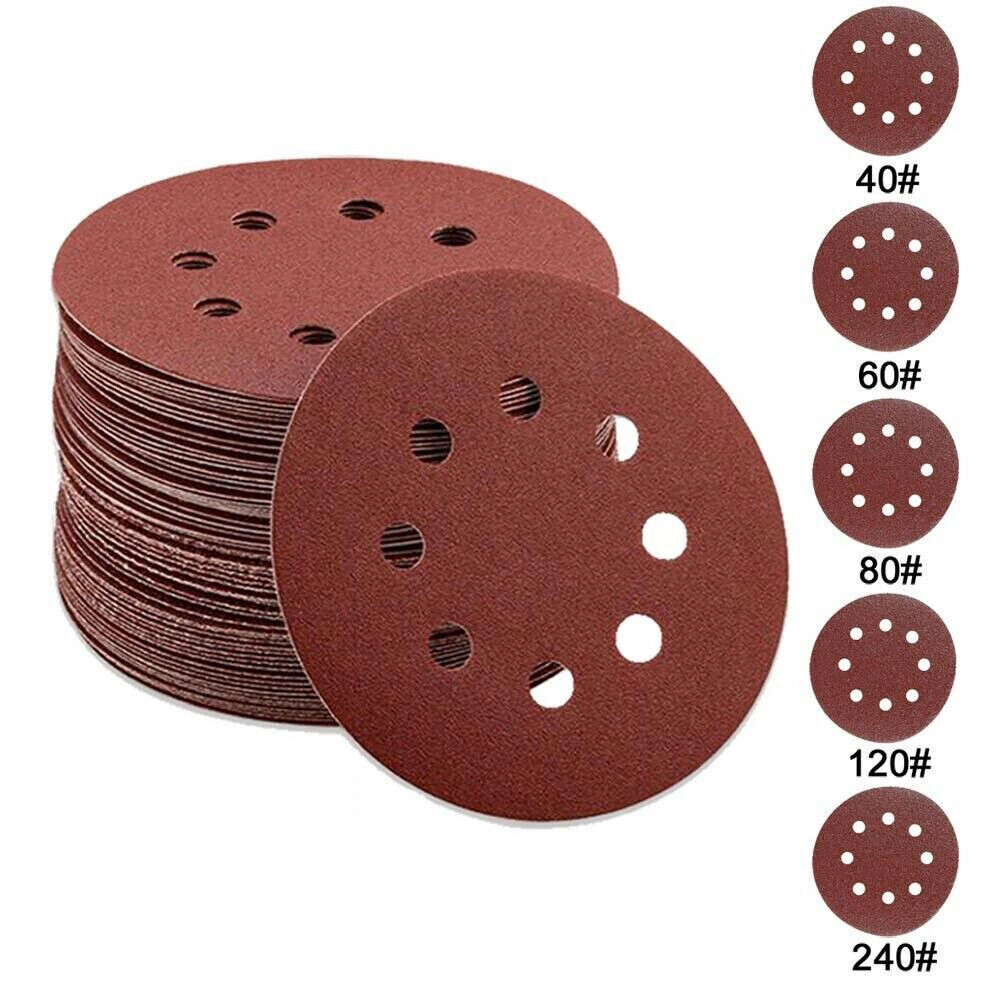 125Pcs 5 Inch 8-Hole Sanding Discs, 40/60/80/120/240 Grit for Orbital Sander Pad, UK view 5