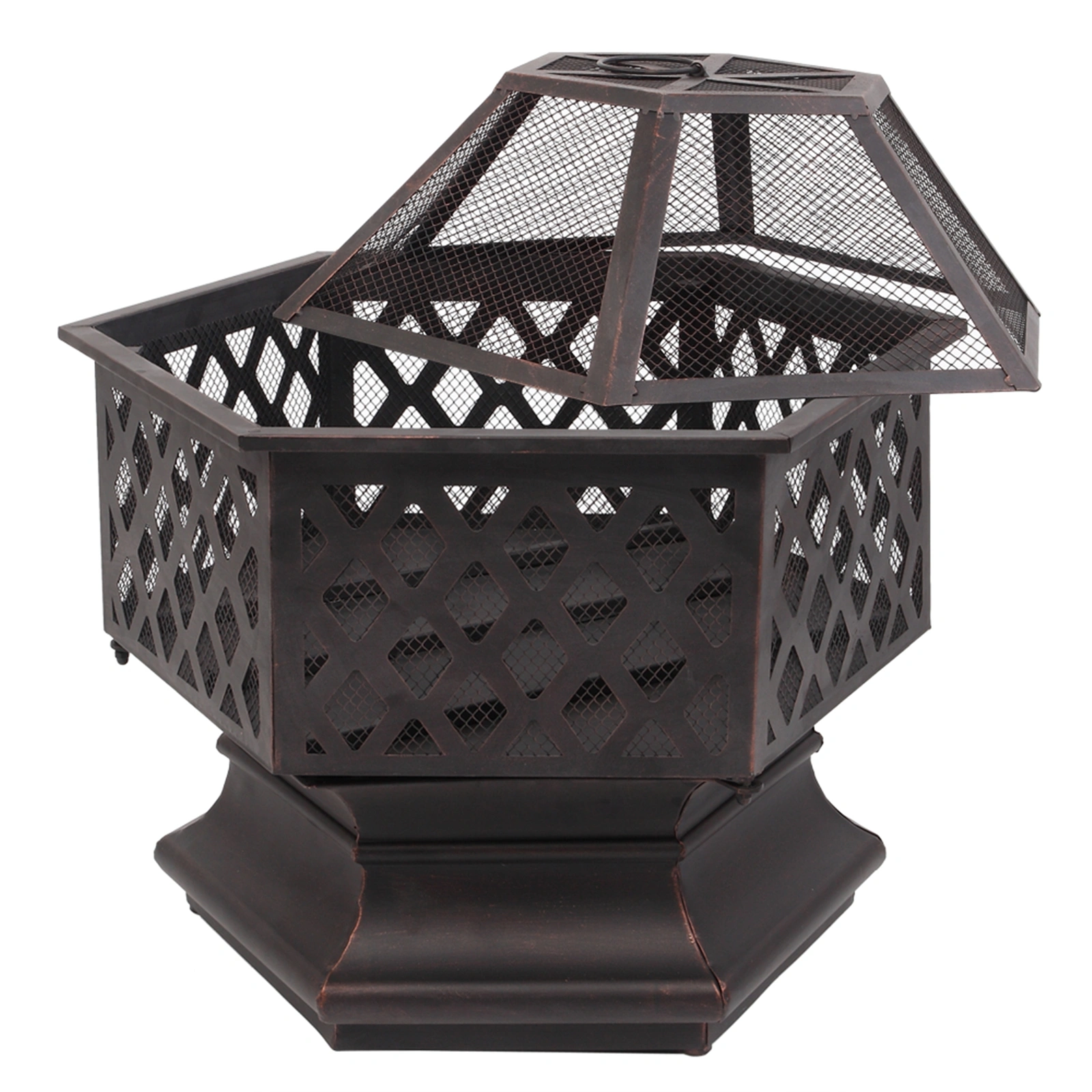 22" Hexagonal Shaped Iron Brazier Wood Burning Fire Pit Decoration for Backyard Poolside view 17