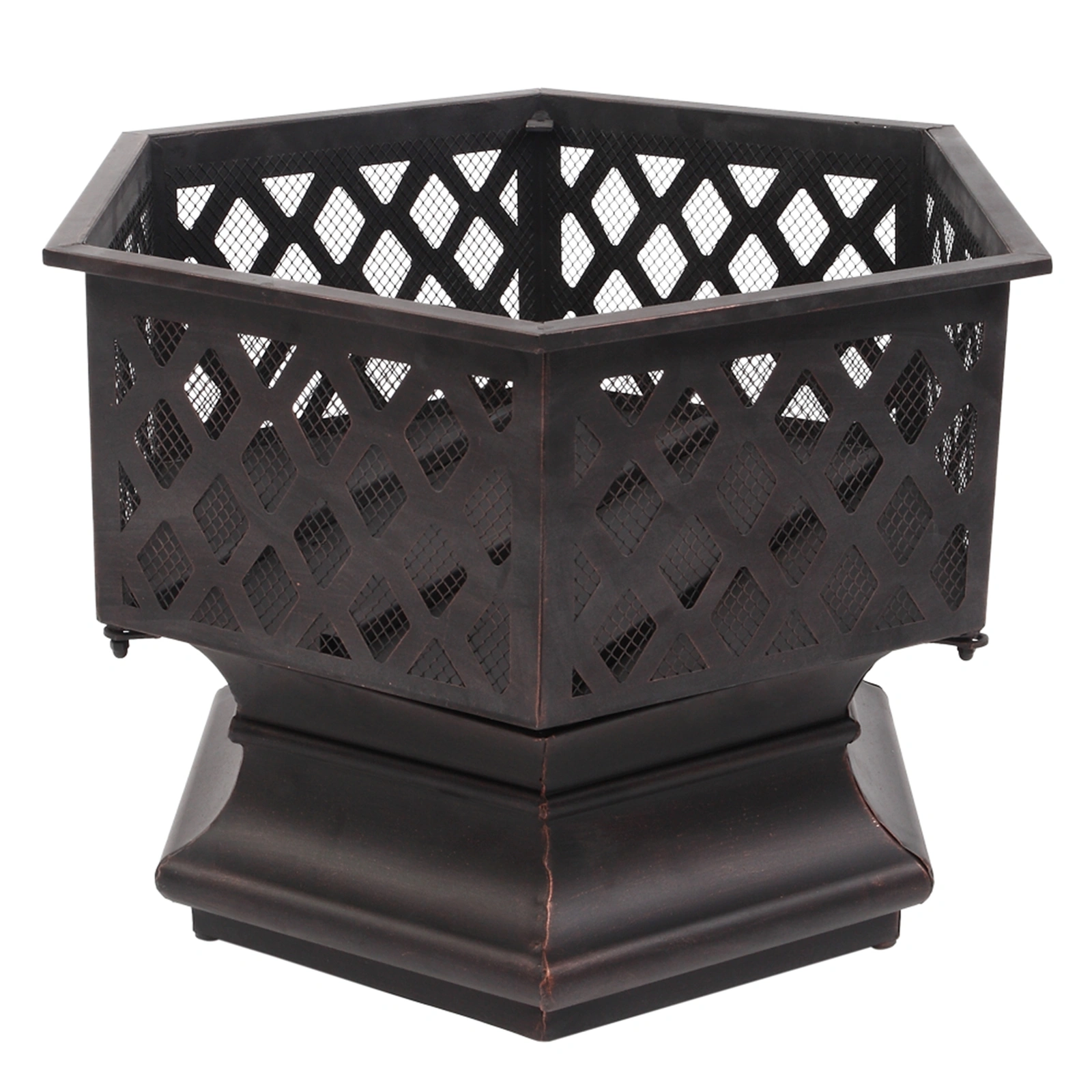 22" Hexagonal Shaped Iron Brazier Wood Burning Fire Pit Decoration for Backyard Poolside view 19