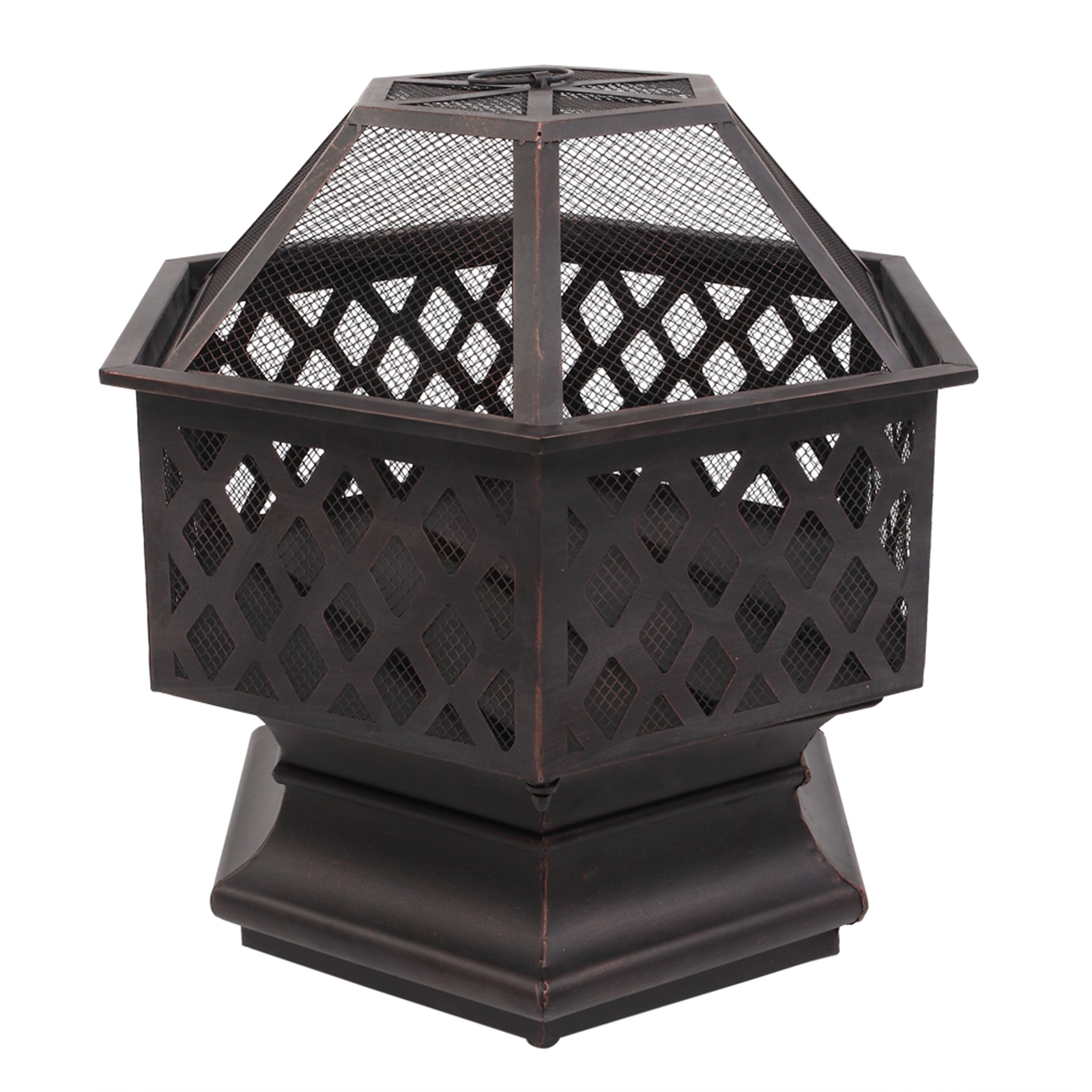 22" Hexagonal Shaped Iron Brazier Wood Burning Fire Pit Decoration for Backyard Poolside view 20
