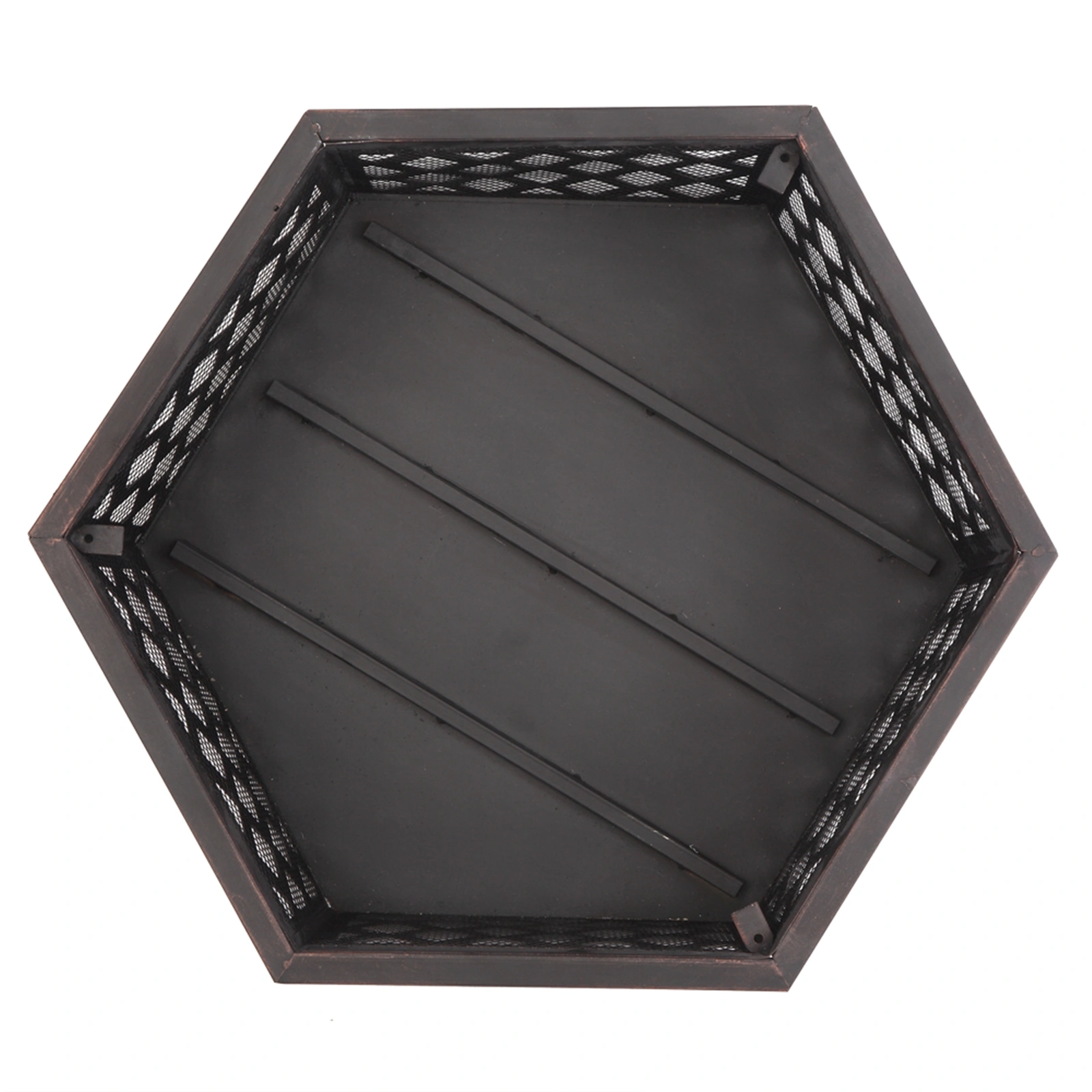 22" Hexagonal Shaped Iron Brazier Wood Burning Fire Pit Decoration for Backyard Poolside view 24