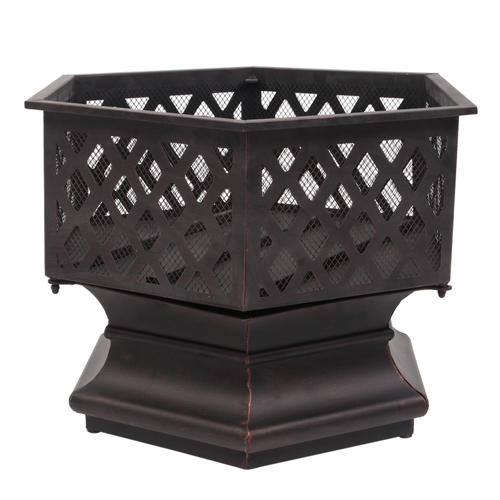 22" Hexagonal Shaped Iron Brazier Wood Burning Fire Pit Decoration for Backyard Poolside view 25