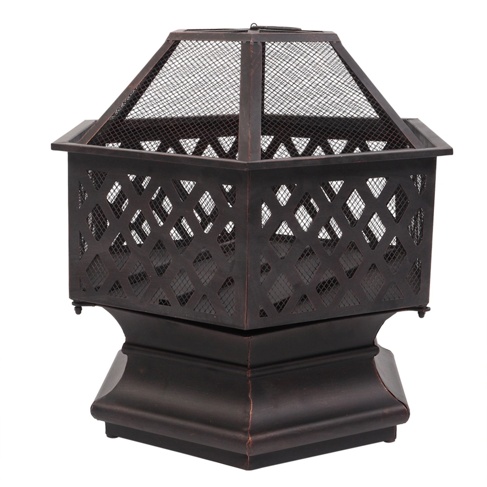 22" Hexagonal Shaped Iron Brazier Wood Burning Fire Pit Decoration for Backyard Poolside view 26