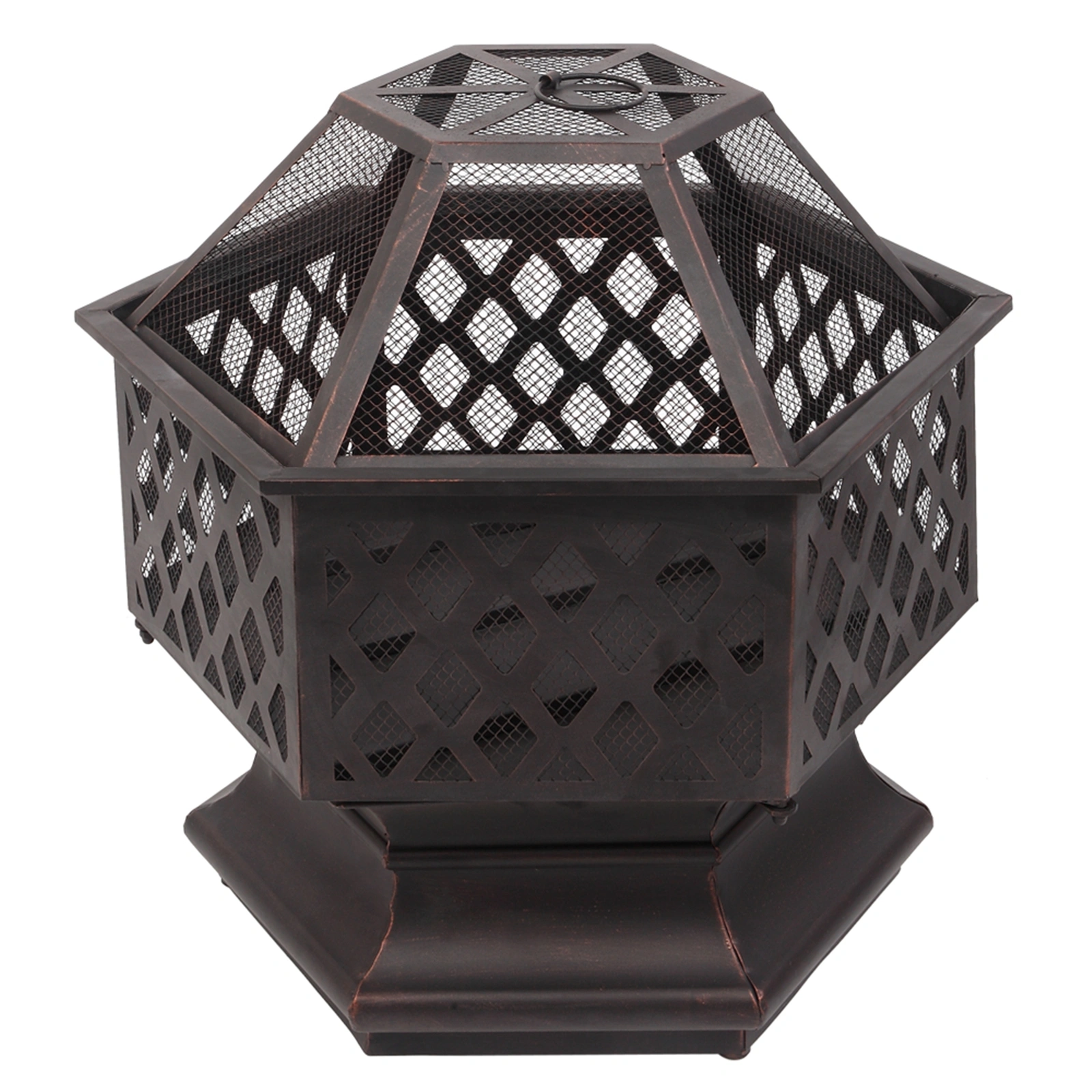 22" Hexagonal Shaped Iron Brazier Wood Burning Fire Pit Decoration for Backyard Poolside view 32