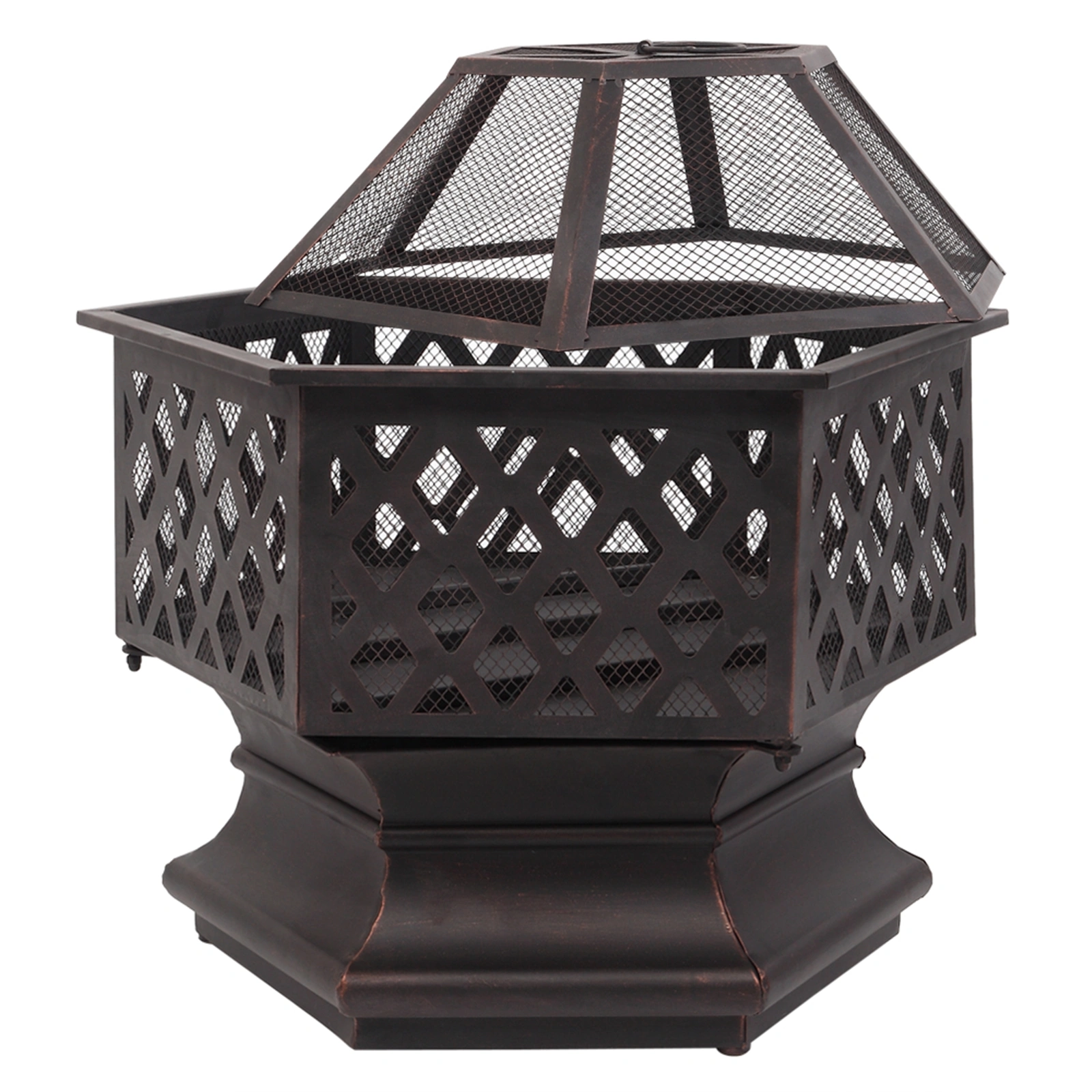 22" Hexagonal Shaped Iron Brazier Wood Burning Fire Pit Decoration for Backyard Poolside view 33