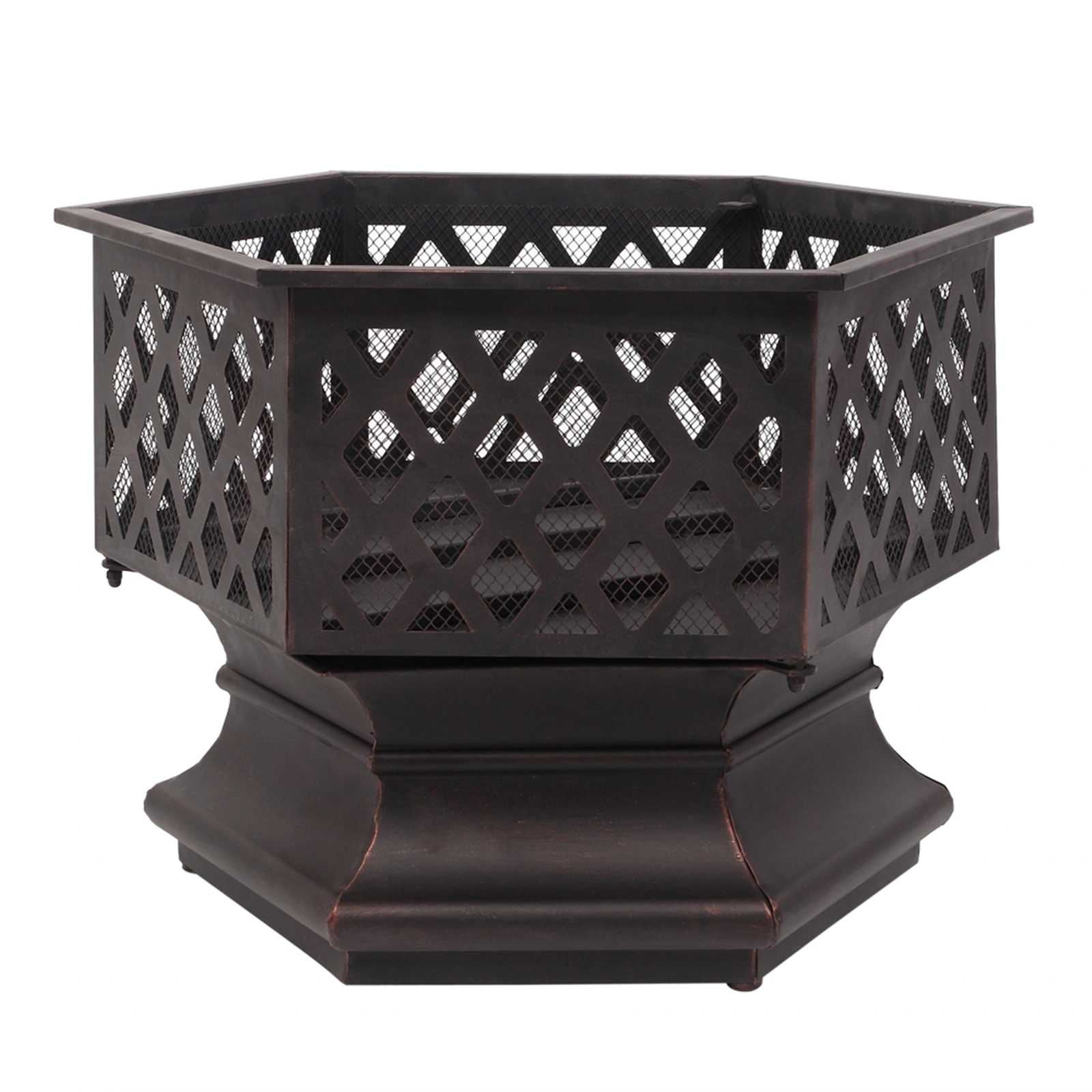 22" Hexagonal Shaped Iron Brazier Wood Burning Fire Pit Decoration for Backyard Poolside view 34