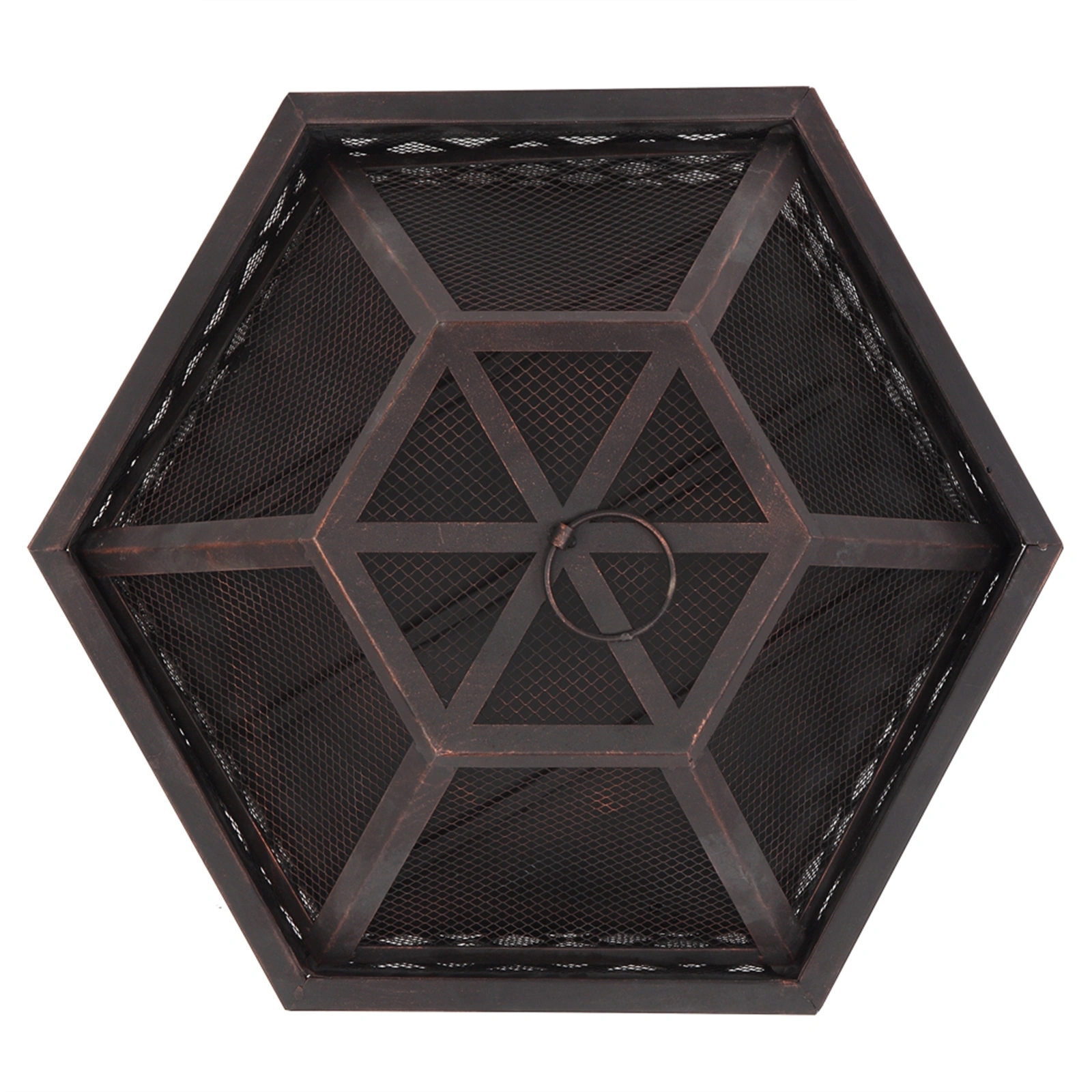22" Hexagonal Shaped Iron Brazier Wood Burning Fire Pit Decoration for Backyard Poolside view 37
