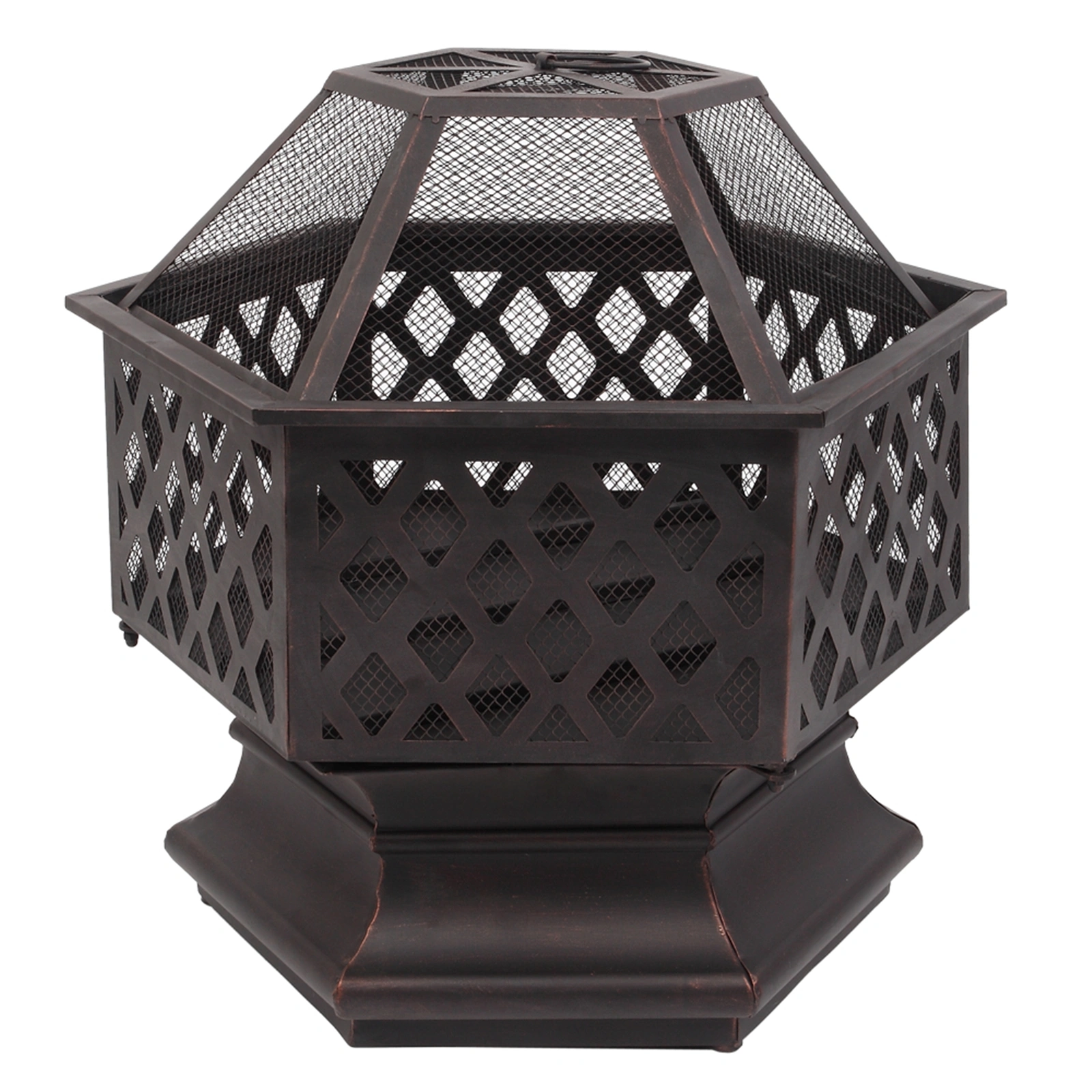 22" Hexagonal Shaped Iron Brazier Wood Burning Fire Pit Decoration for Backyard Poolside view 4