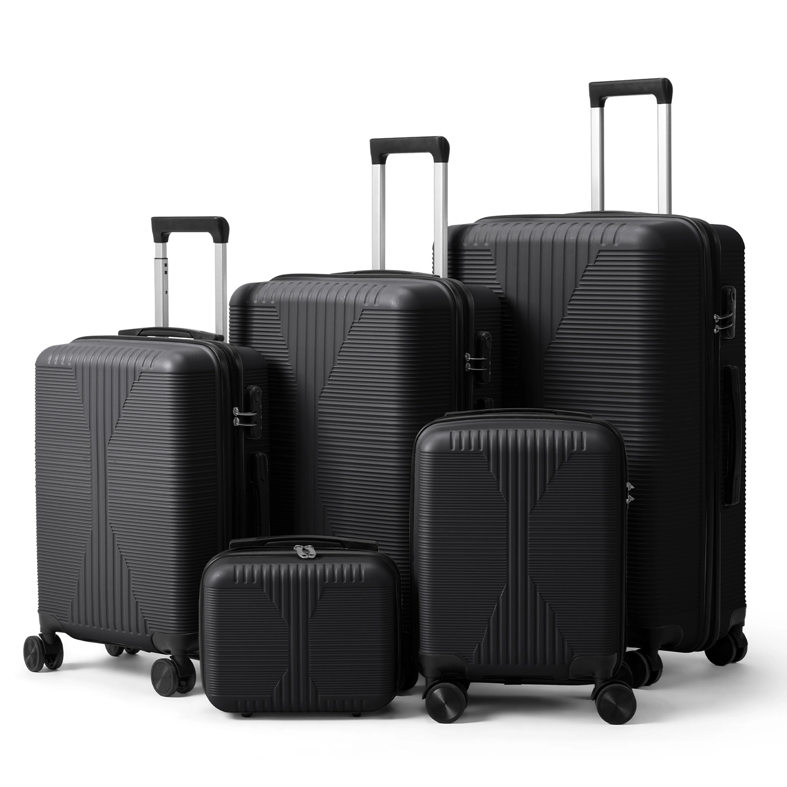 5-Piece PP Spinner Luggage Set with Non-TSA Lock, 12/16/20/24/28 Inch, Black view 15