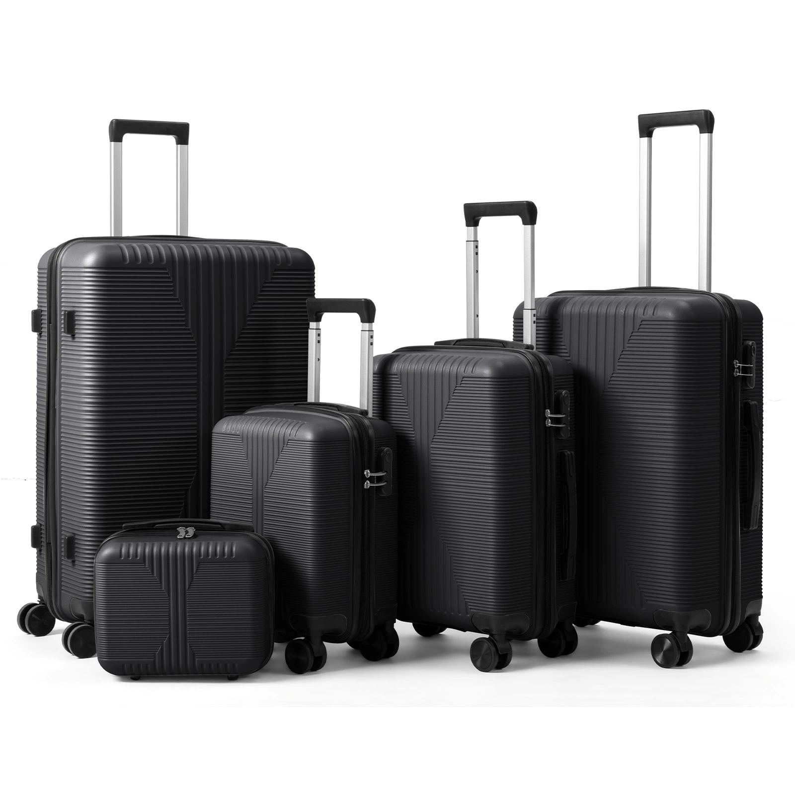 5-Piece PP Spinner Luggage Set with Non-TSA Lock, 12/16/20/24/28 Inch, Black view 17