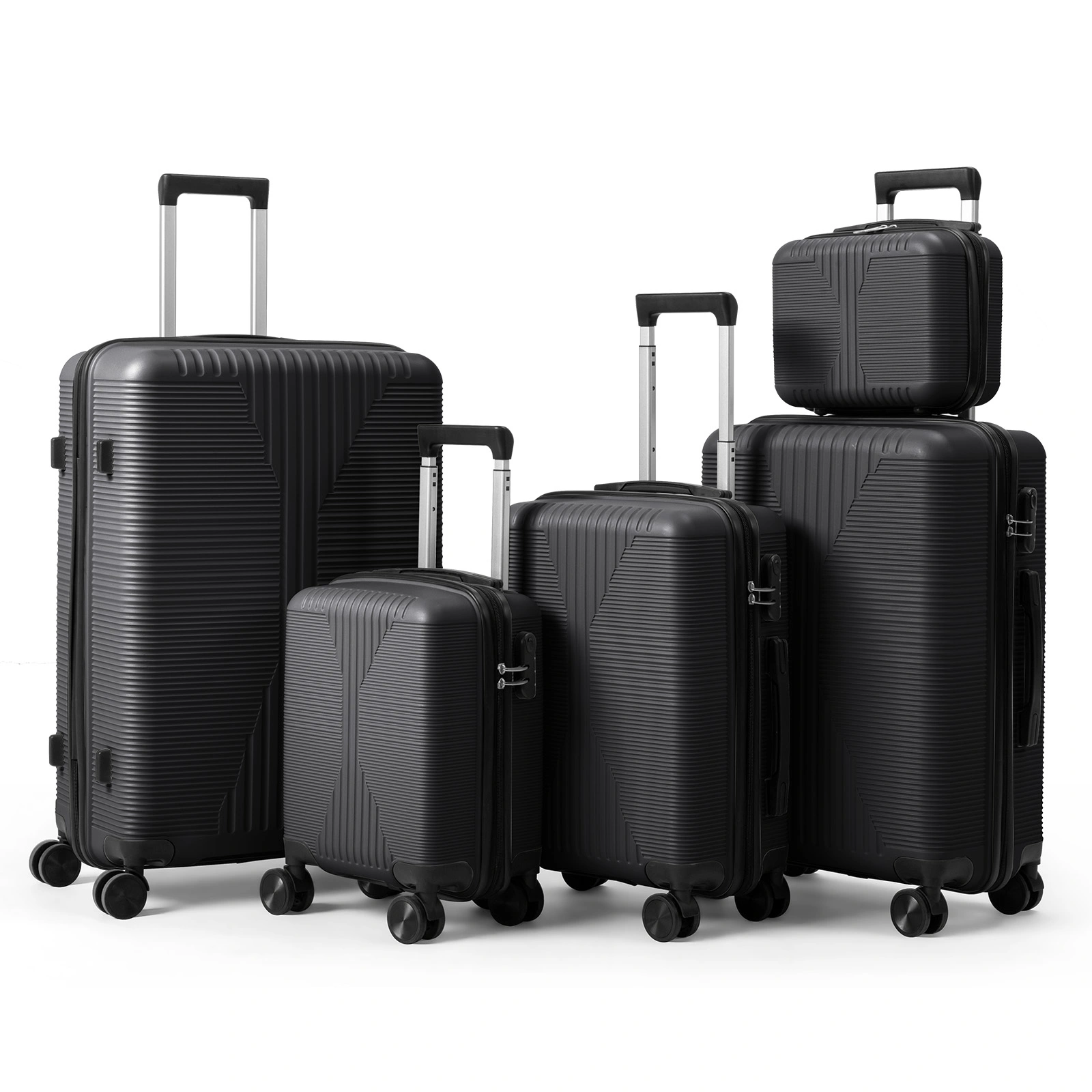 5-Piece PP Spinner Luggage Set with Non-TSA Lock, 12/16/20/24/28 Inch, Black view 18