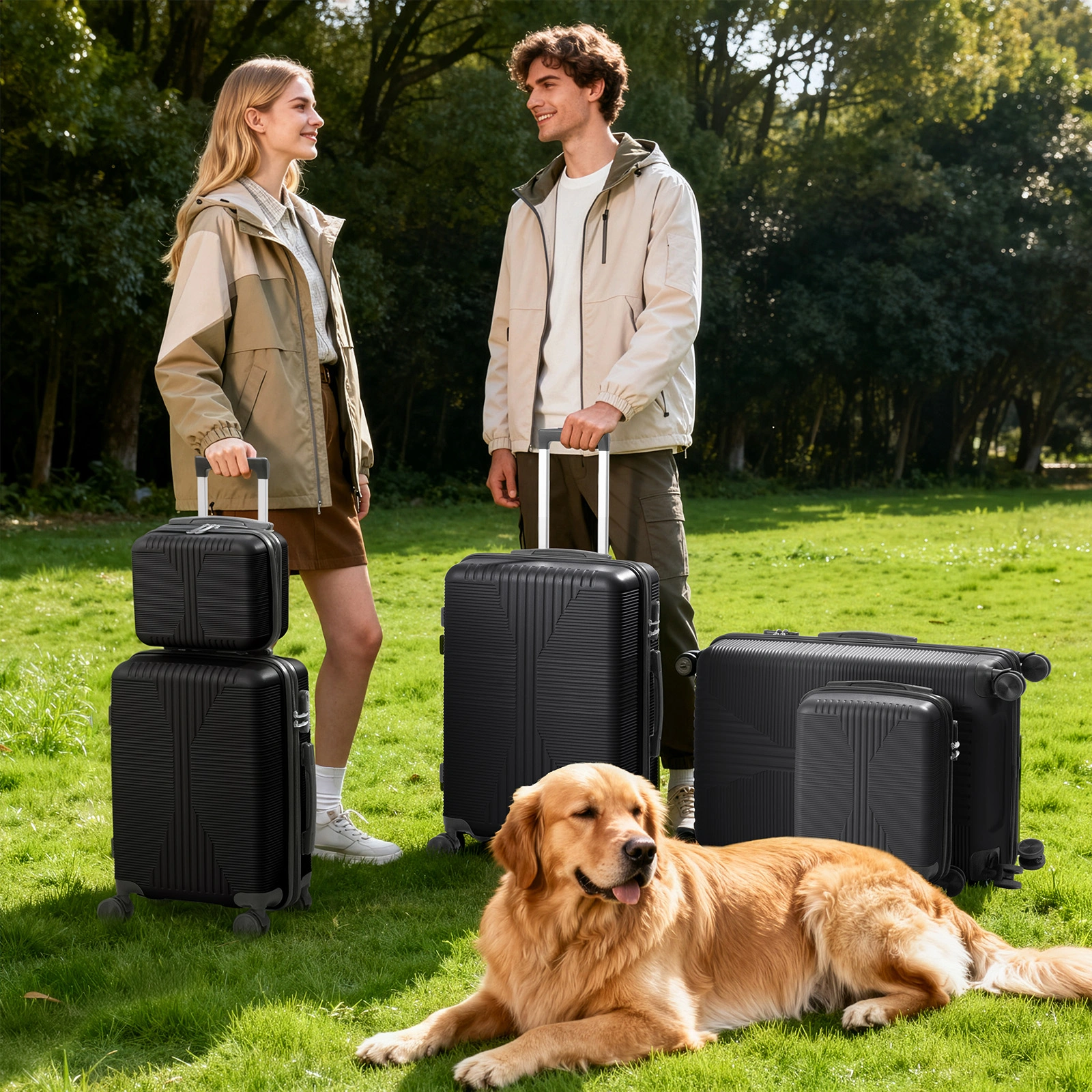 5-Piece PP Spinner Luggage Set with Non-TSA Lock, 12/16/20/24/28 Inch, Black view 19