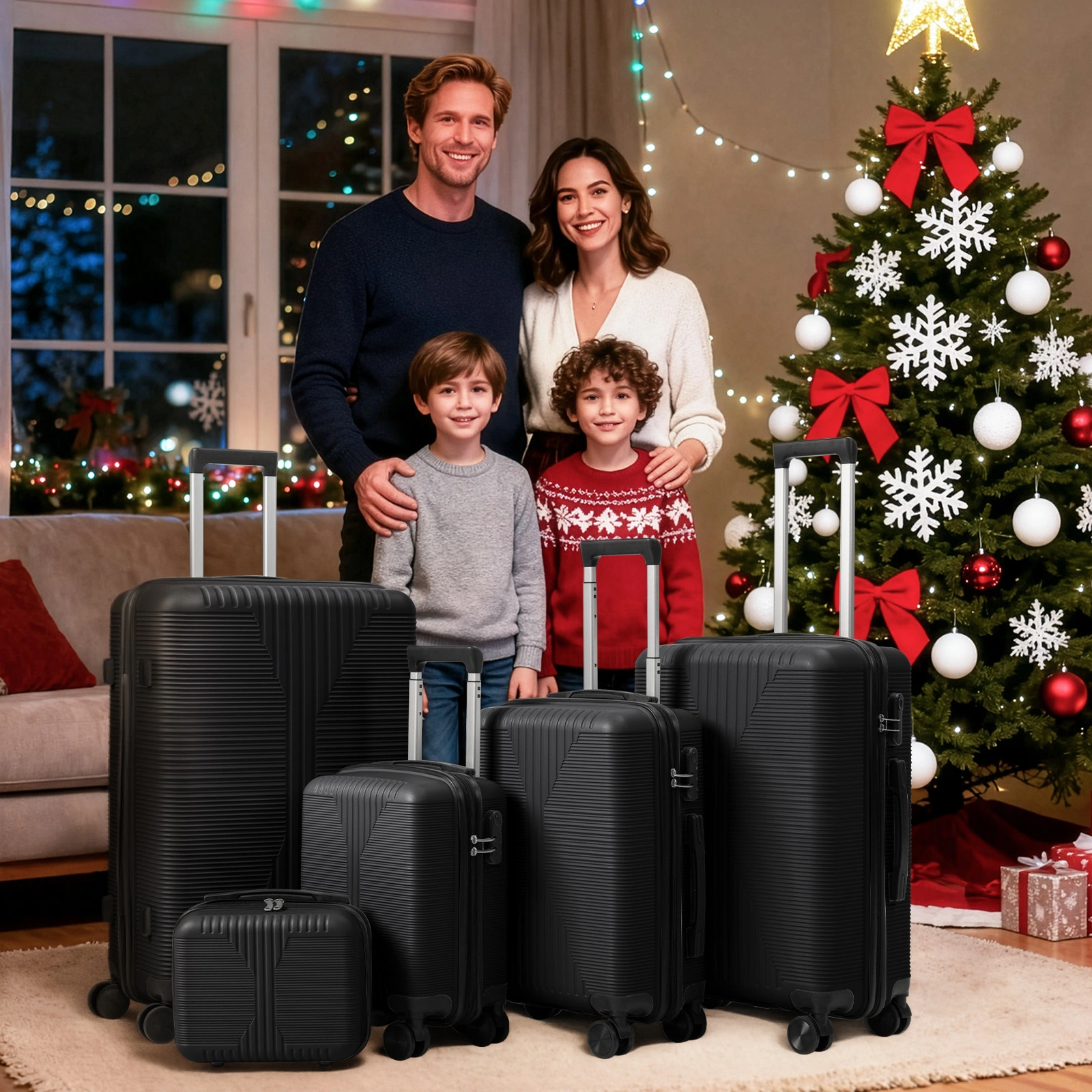 5-Piece PP Spinner Luggage Set with Non-TSA Lock, 12/16/20/24/28 Inch, Black view 22