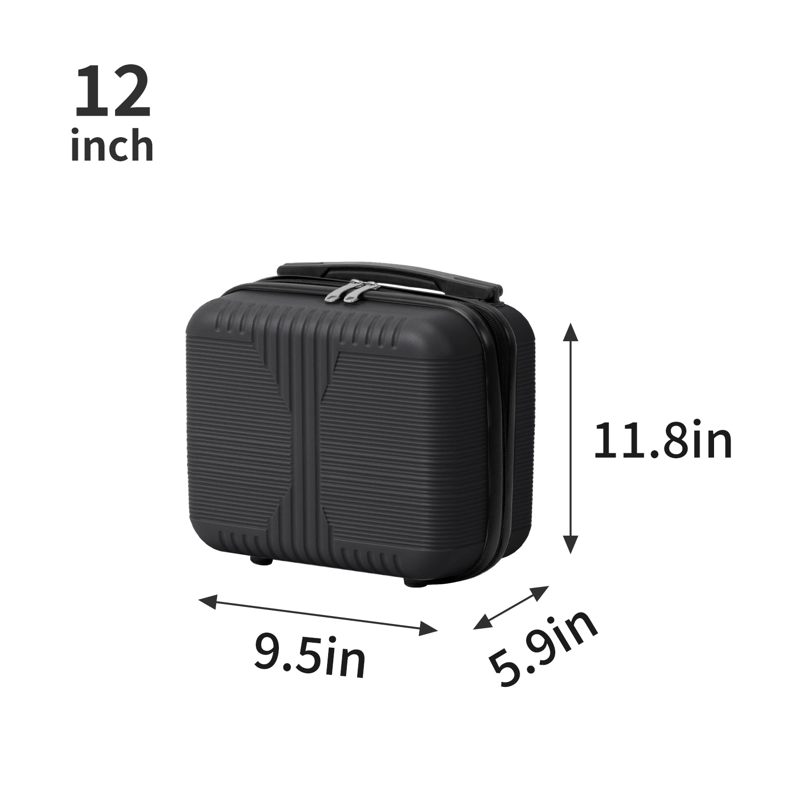 5-Piece PP Spinner Luggage Set with Non-TSA Lock, 12/16/20/24/28 Inch, Black view 5