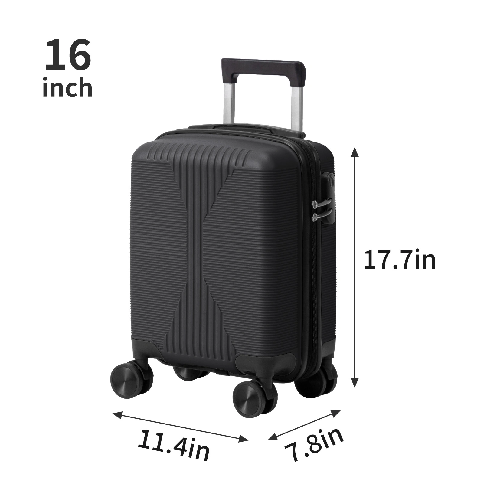 5-Piece PP Spinner Luggage Set with Non-TSA Lock, 12/16/20/24/28 Inch, Black view 6