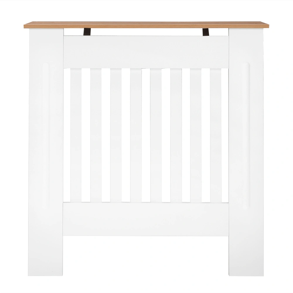 White MDF E1 Radiator Cover, Traditional Vertical Stripe Design, Ventilated Cabinet, Small Size view 2