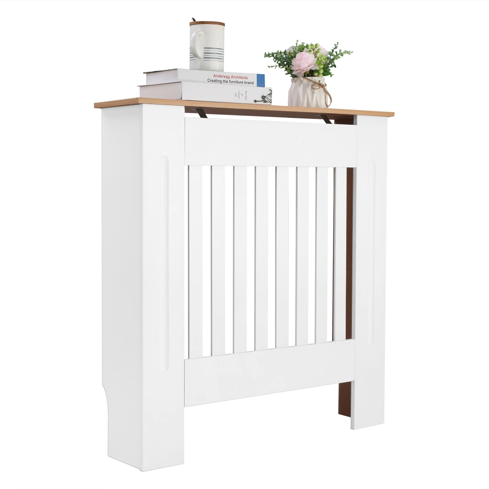 White MDF E1 Radiator Cover, Traditional Vertical Stripe Design, Ventilated Cabinet, Small Size view 3