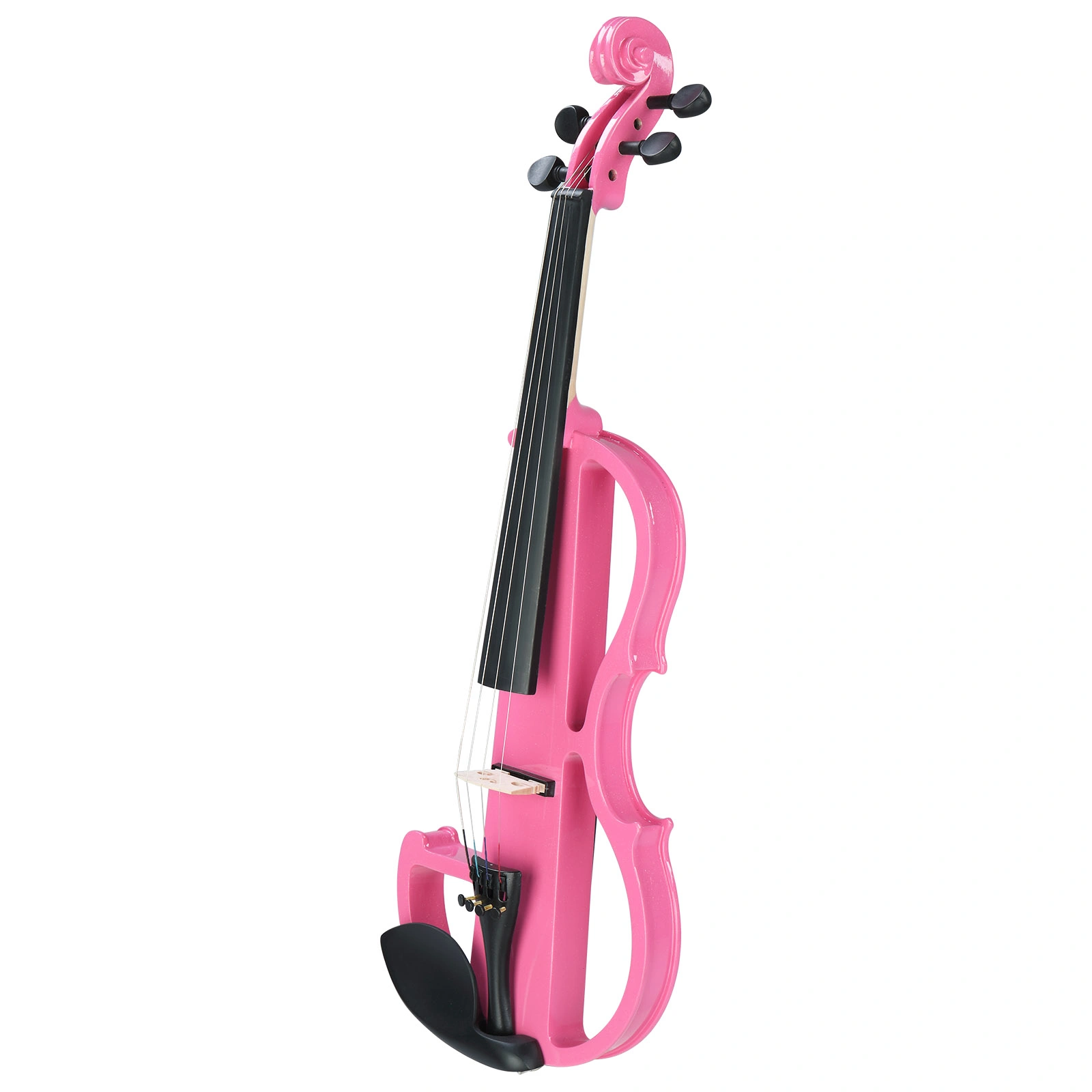 Full Size 4/4 Bunnel Edge Electric Silent Violin with Case Bow Rosin Headphone Connecting Line Pink view 11