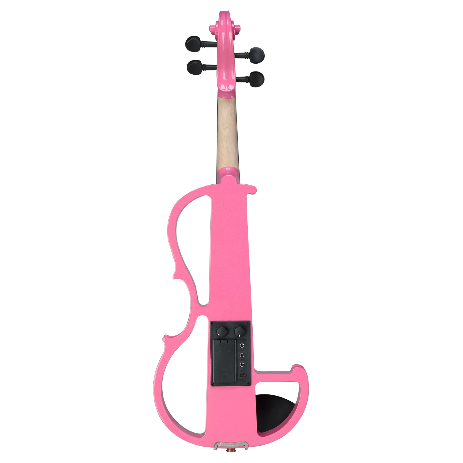 Full Size 4/4 Bunnel Edge Electric Silent Violin with Case Bow Rosin Headphone Connecting Line Pink view 12