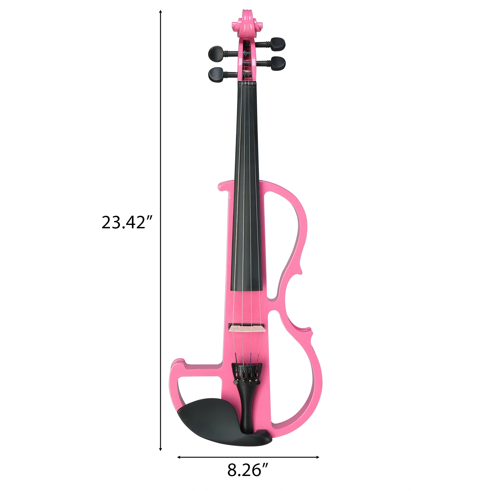 Full Size 4/4 Bunnel Edge Electric Silent Violin with Case Bow Rosin Headphone Connecting Line Pink view 5