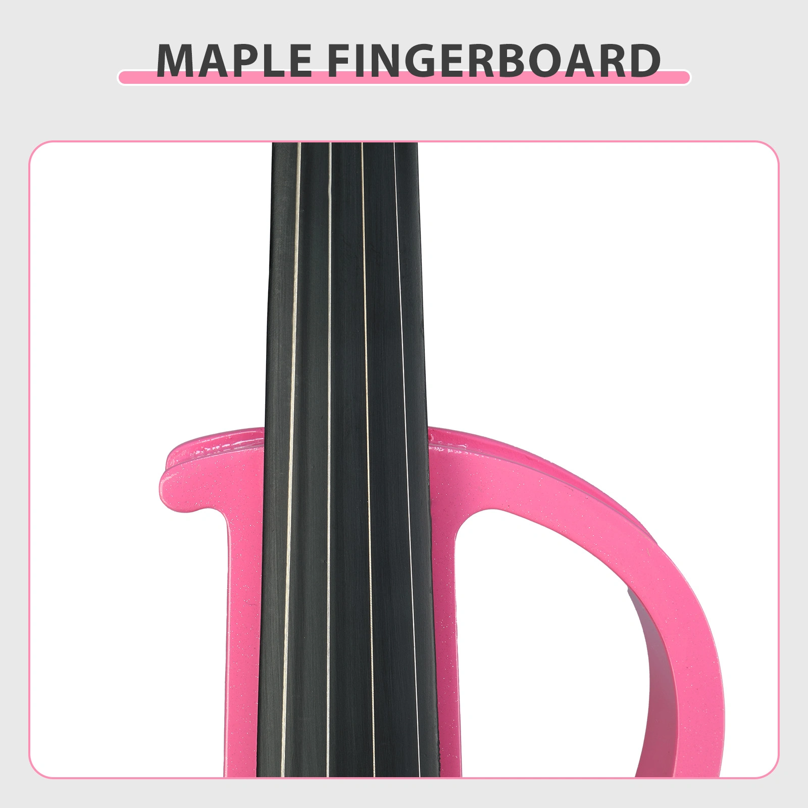 Full Size 4/4 Bunnel Edge Electric Silent Violin with Case Bow Rosin Headphone Connecting Line Pink view 7