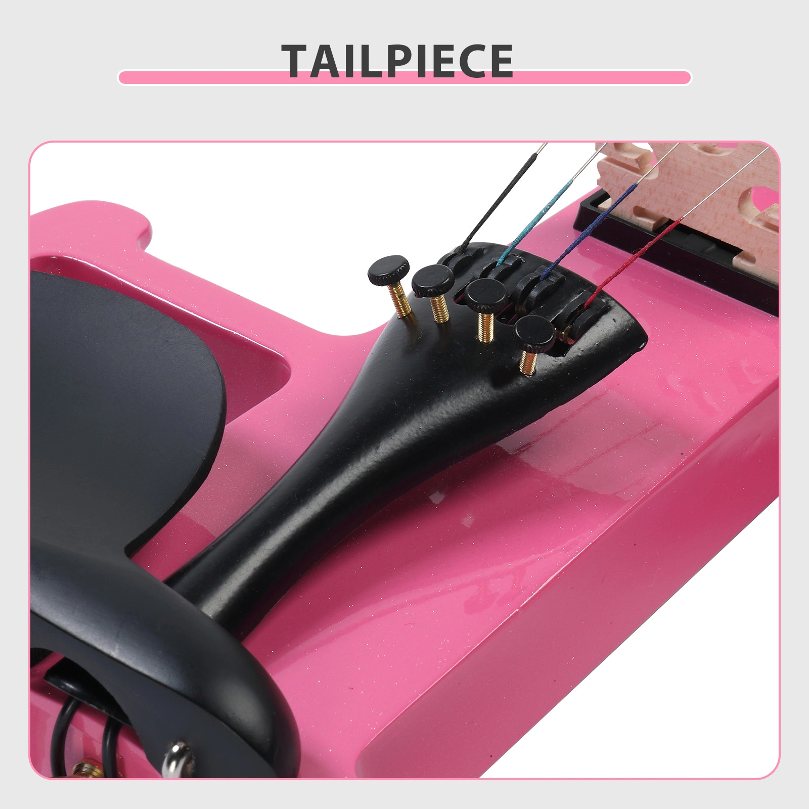 Full Size 4/4 Bunnel Edge Electric Silent Violin with Case Bow Rosin Headphone Connecting Line Pink view 9