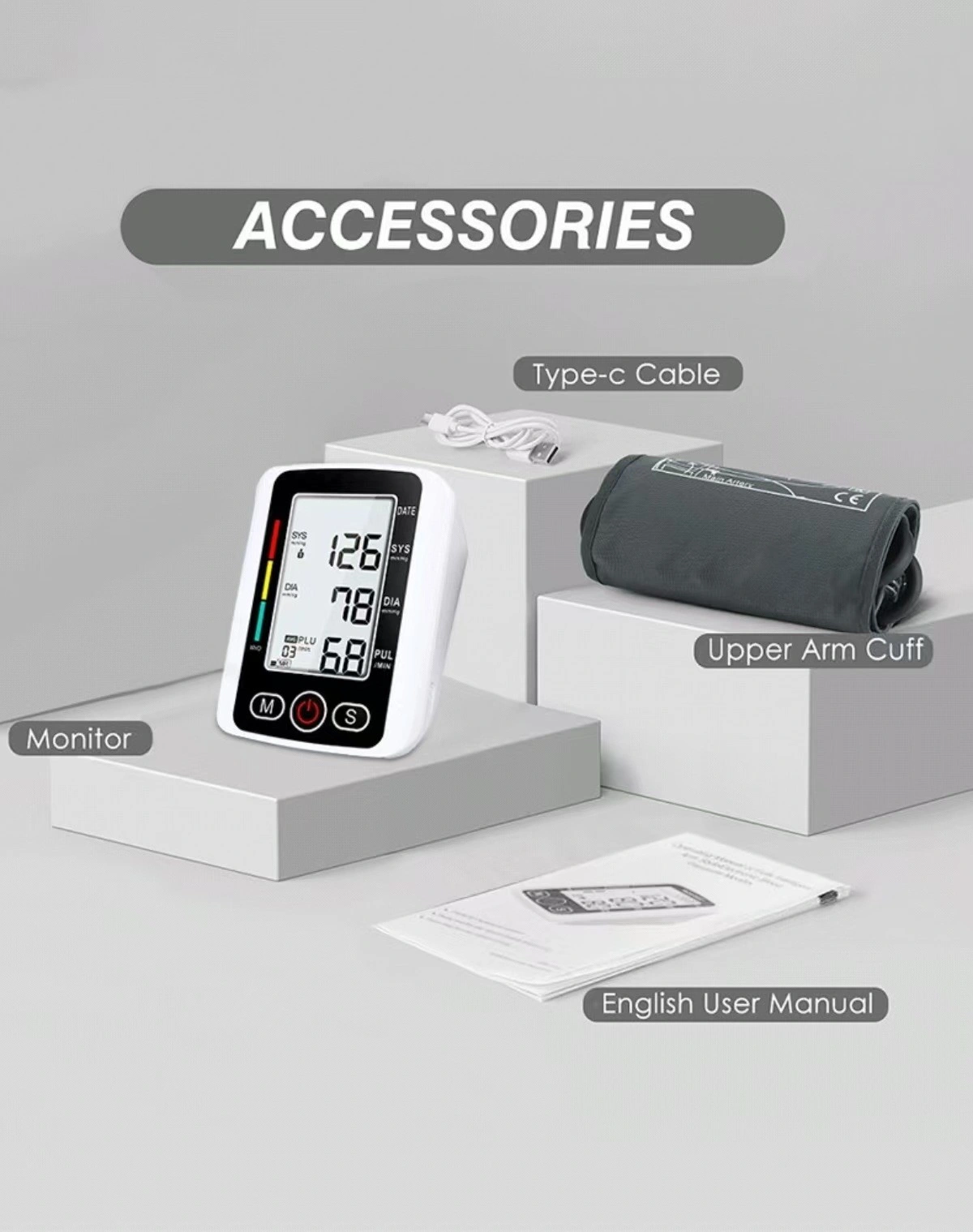 Digital Blood Pressure Monitor, Automatic Arm BP Machine with Voice Talking, Pulse Meter, Healthcare Device
