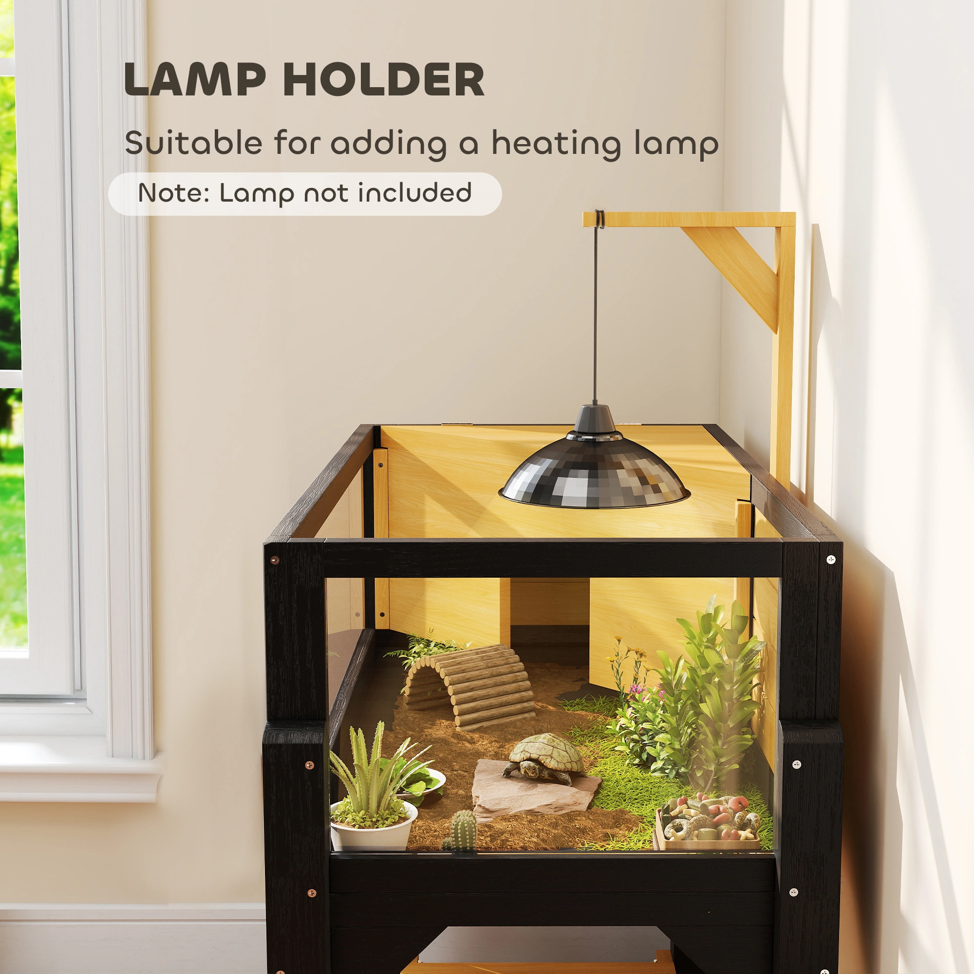 Turtle Cage Indoor Outdoor, Tortoise House with Ramp & Hideout, Reptile Enclosure for Small Turtles, Tortoises & Hermit Crabs, Durable Plastic Pet Habitat view 6