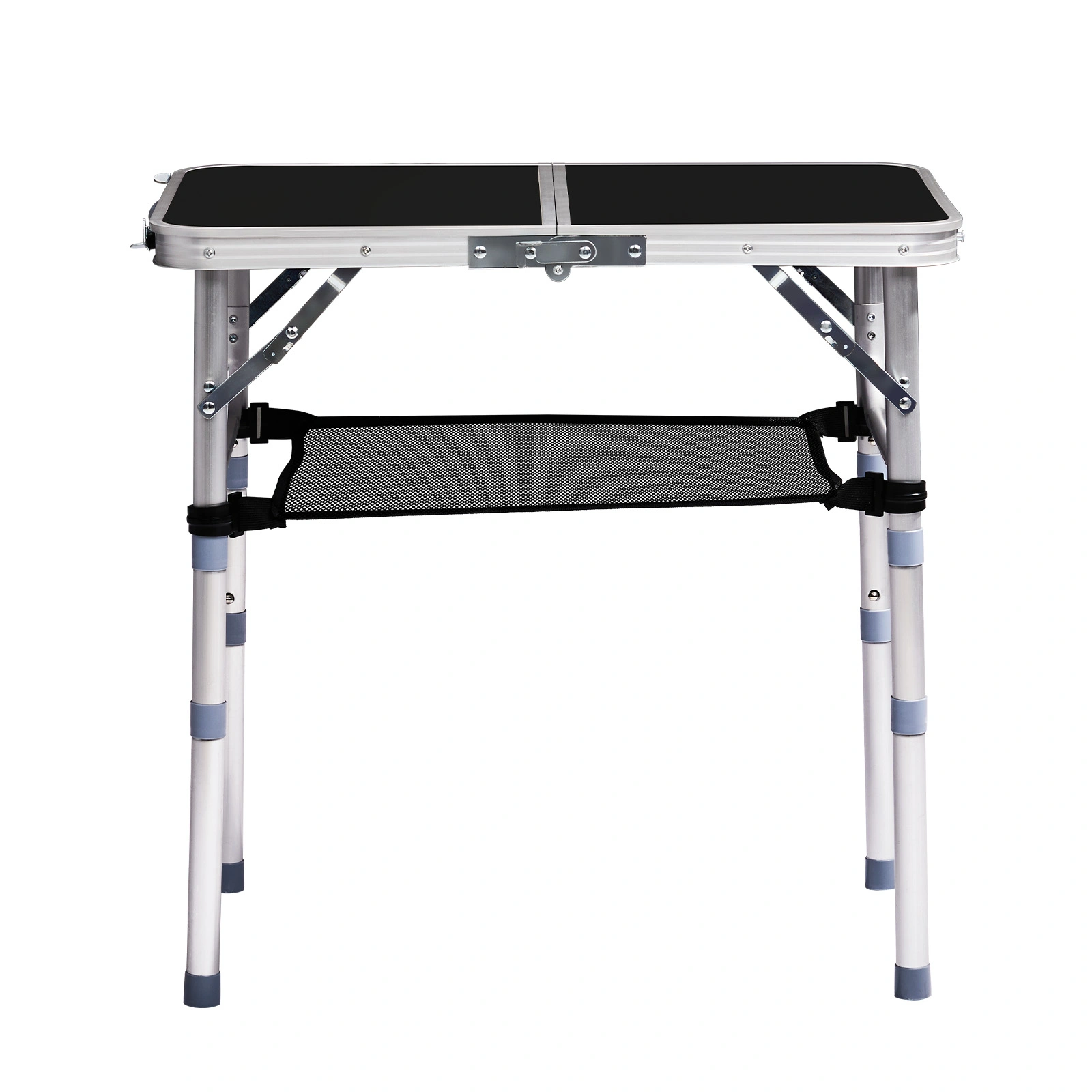 Outdoor Folding Camping Table, 2ft Portable Pinic Table with 3 Adjustable Height, Small Aluminum Foldable Lightweight Patio Side Table with Carry Handle for Outdoor Indoor Hiking Camp BBQ Beach, Black view 2