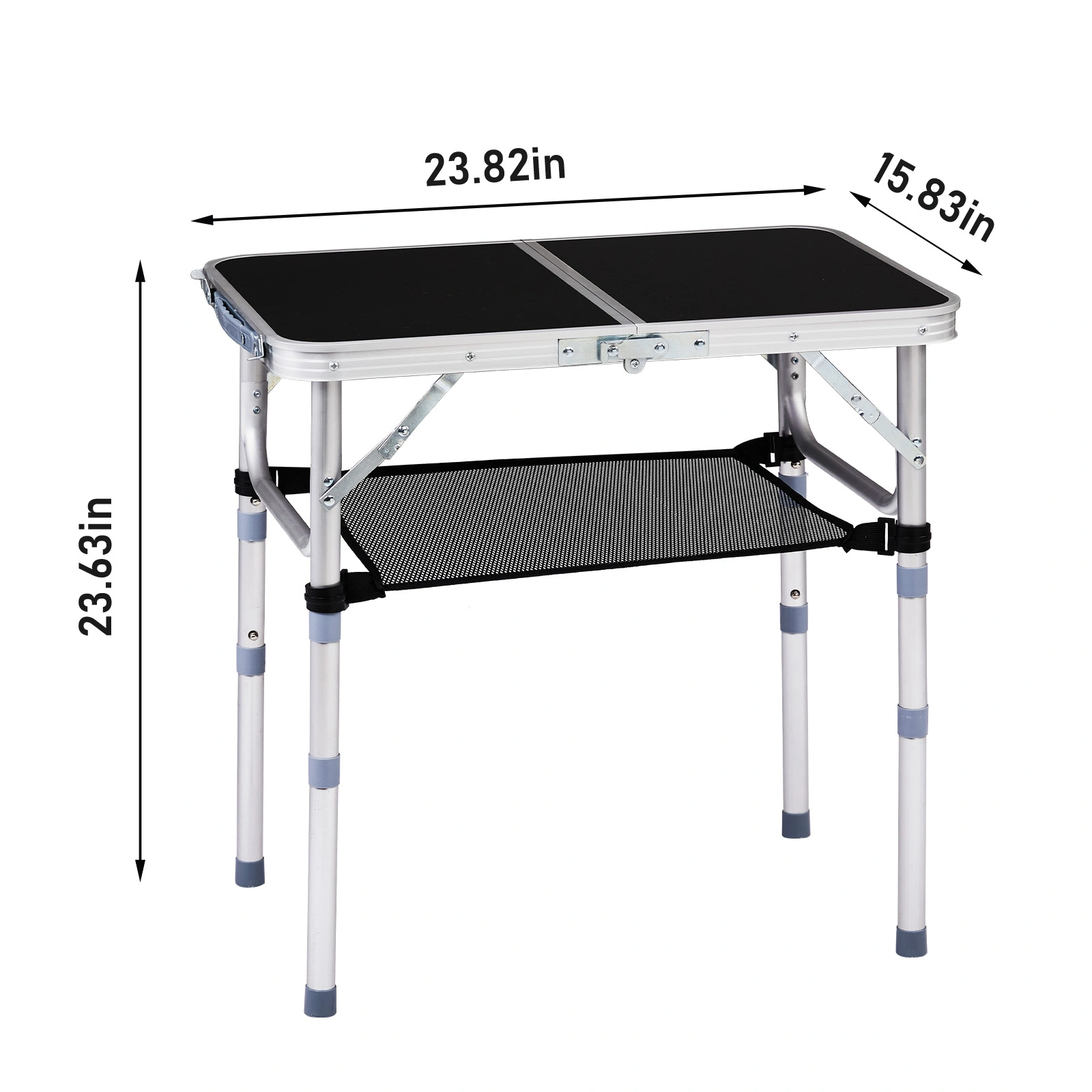 Outdoor Folding Camping Table, 2ft Portable Pinic Table with 3 Adjustable Height, Small Aluminum Foldable Lightweight Patio Side Table with Carry Handle for Outdoor Indoor Hiking Camp BBQ Beach, Black view 7