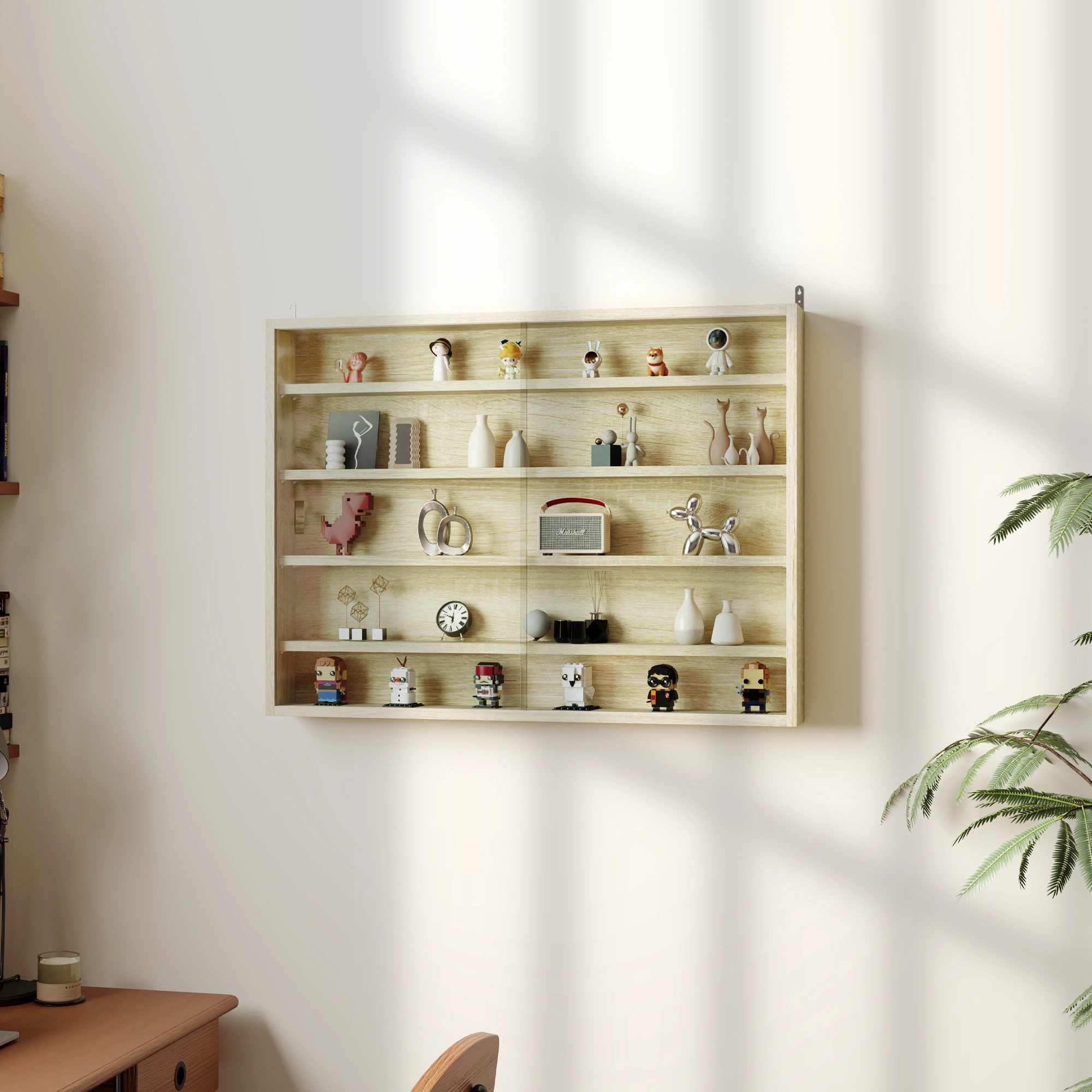 Tall Display Cabinet Glass Showcase Shelf Storage Organizer for Collectibles Home Decor