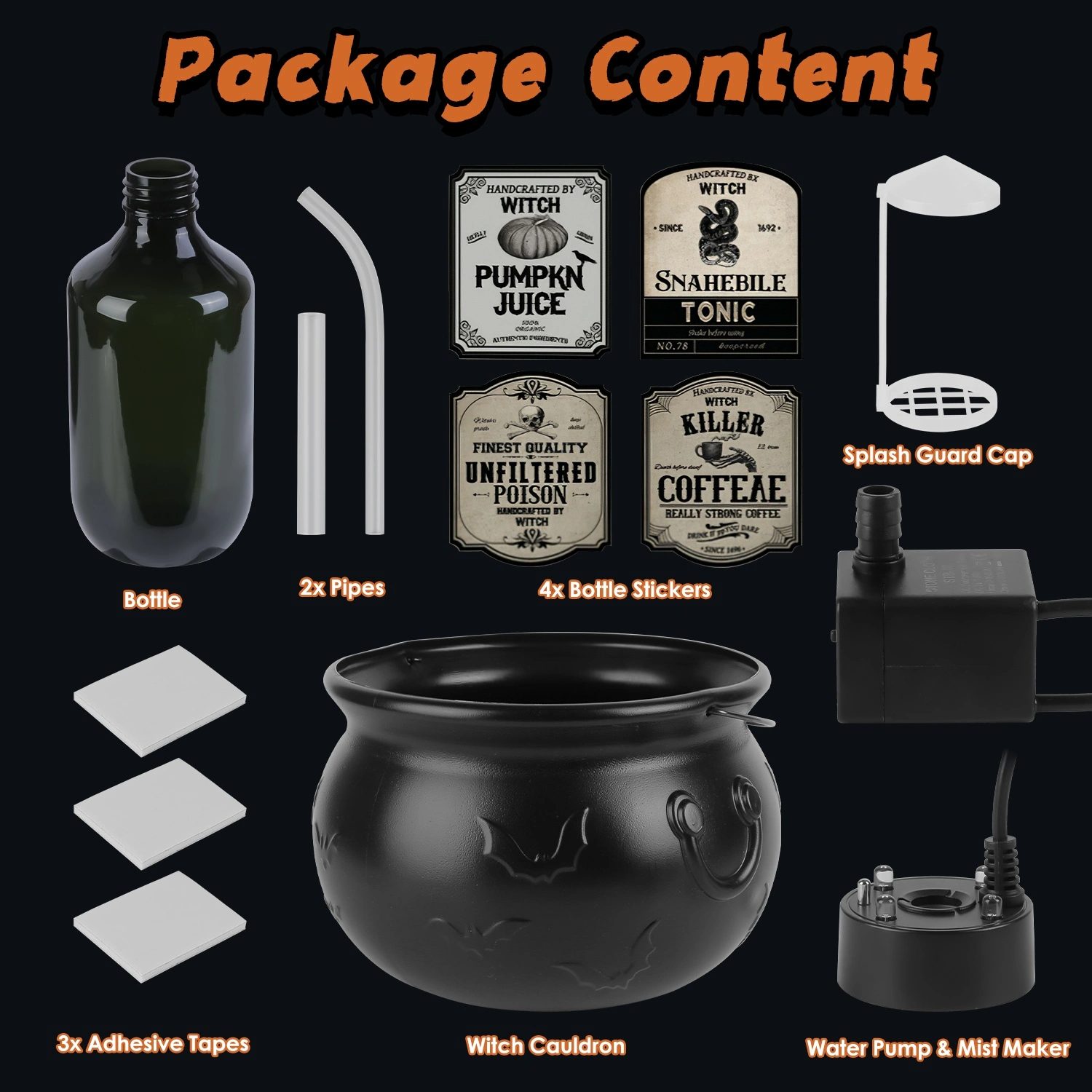 Halloween Floating Potion Bottle Decor - 2-in-1 USB-Powered Green Mist Maker & 4 LED Lights, IPX8 Waterproof with Splash Guard, Haunted House & Party Decoration view 5