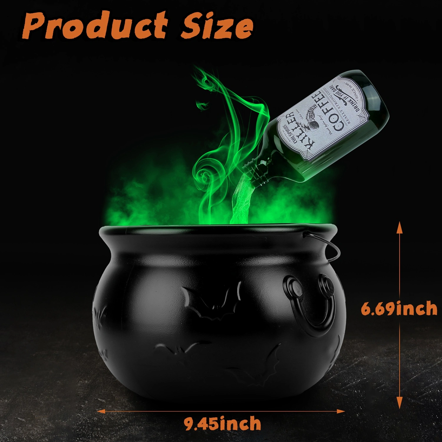 Halloween Floating Potion Bottle Decor - 2-in-1 USB-Powered Green Mist Maker & 4 LED Lights, IPX8 Waterproof with Splash Guard, Haunted House & Party Decoration view 7