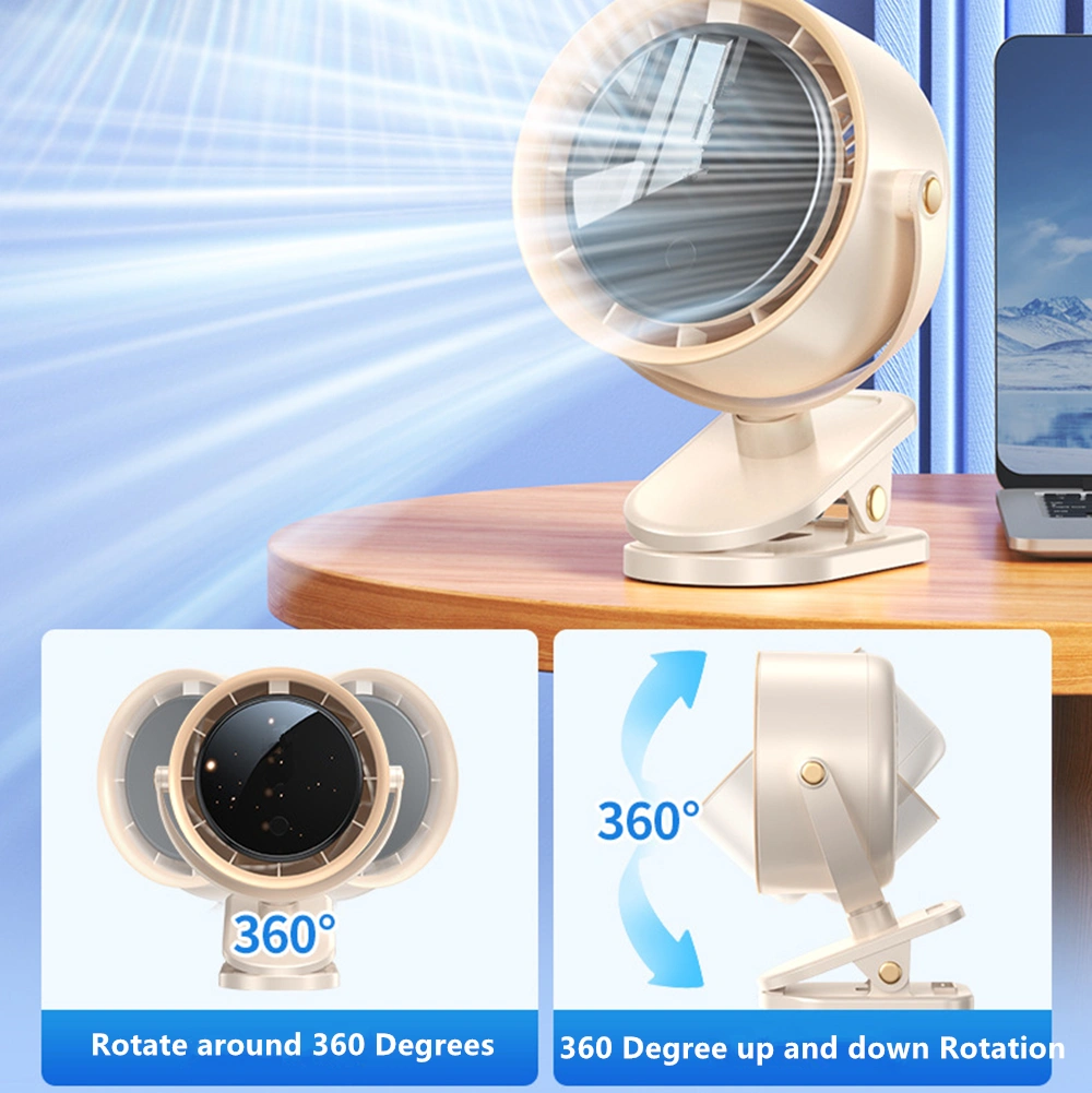 Clip-On USB Rechargeable Desktop Portable Small Fan Adjustment 5 Speed w/ LED display& Hook For Camping Office Home Stroller Car (products W/ battery,US Logistics For DHL Ground/ Fedex Ground. TK/TMEU only For self-pickup, self-pickup Cannot use USPS view 5