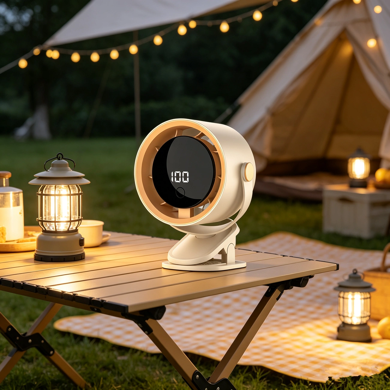 Clip-On USB Rechargeable Desktop Portable Small Fan Adjustment 5 Speed w/ LED display& Hook For Camping Office Home Stroller Car (products W/ battery,US Logistics For DHL Ground/ Fedex Ground. TK/TMEU only For self-pickup, self-pickup Cannot use USPS view 7