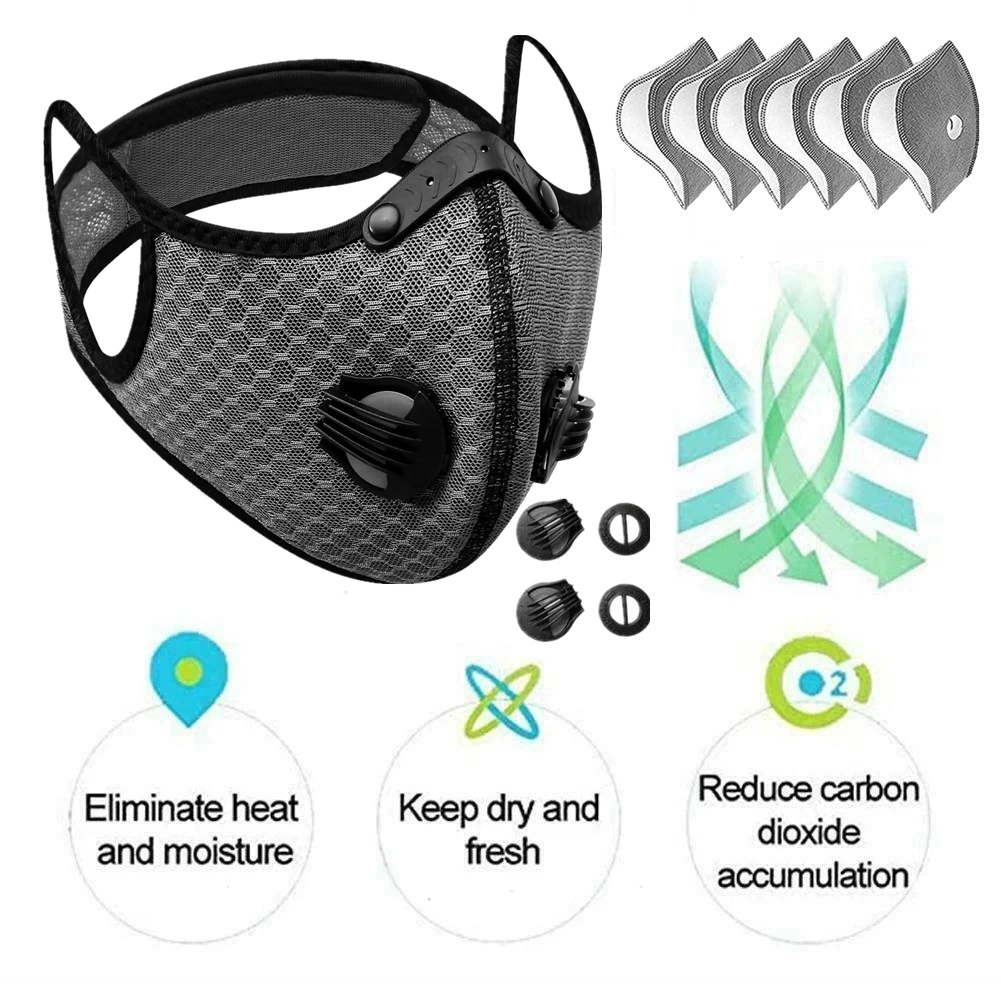 Reusable Half Face Mask with Filter, Cycling & Outdoor Sports Protection, Grey view 4