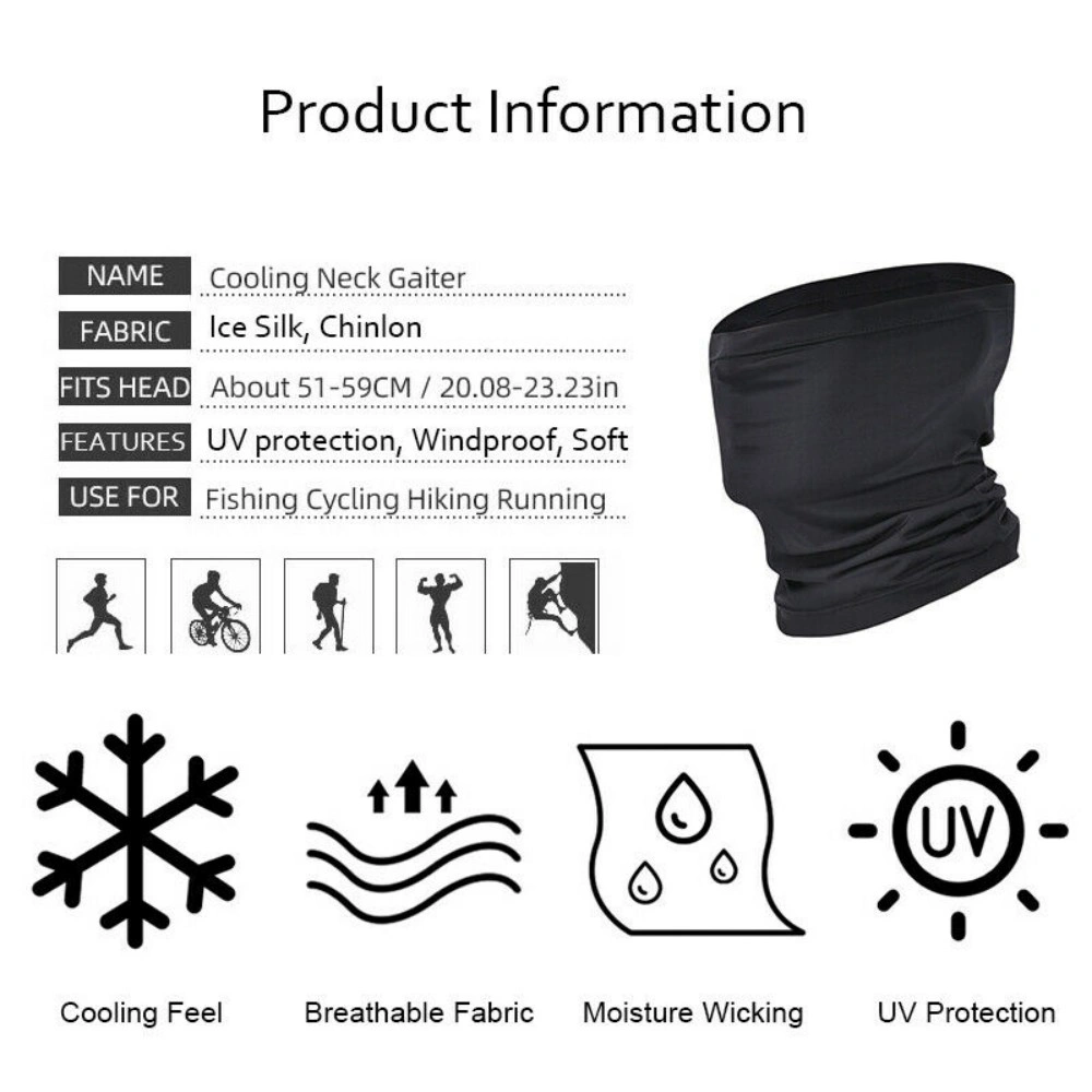 Motorcycle Balaclava Face Mask Neck Gaiter, Ice Silk Snood Scarf with Wristbands, Thermal Tube Scarf for Cycling Skiing view 2